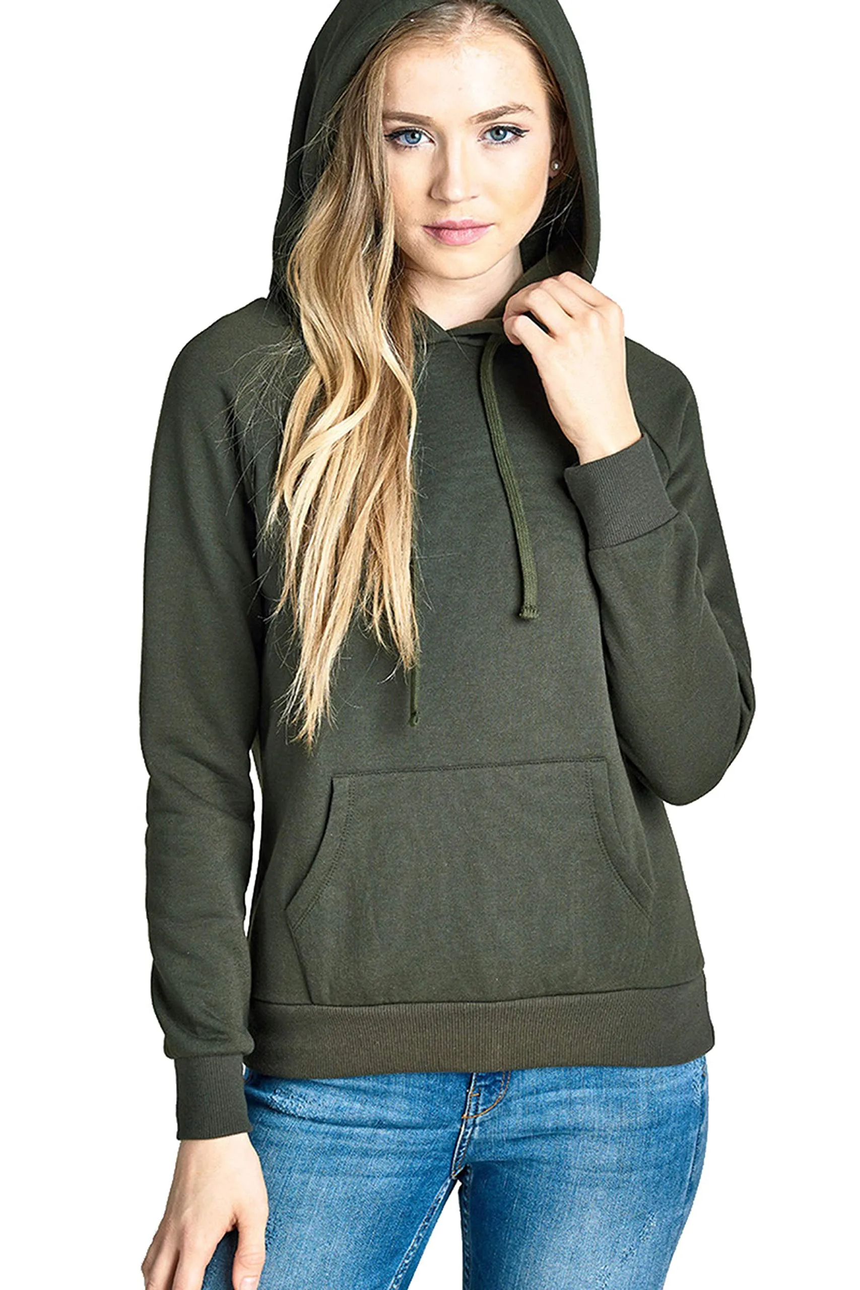 Khanomak Women's Long Sleeve Brushed Pullover Hooded Sweatshirt