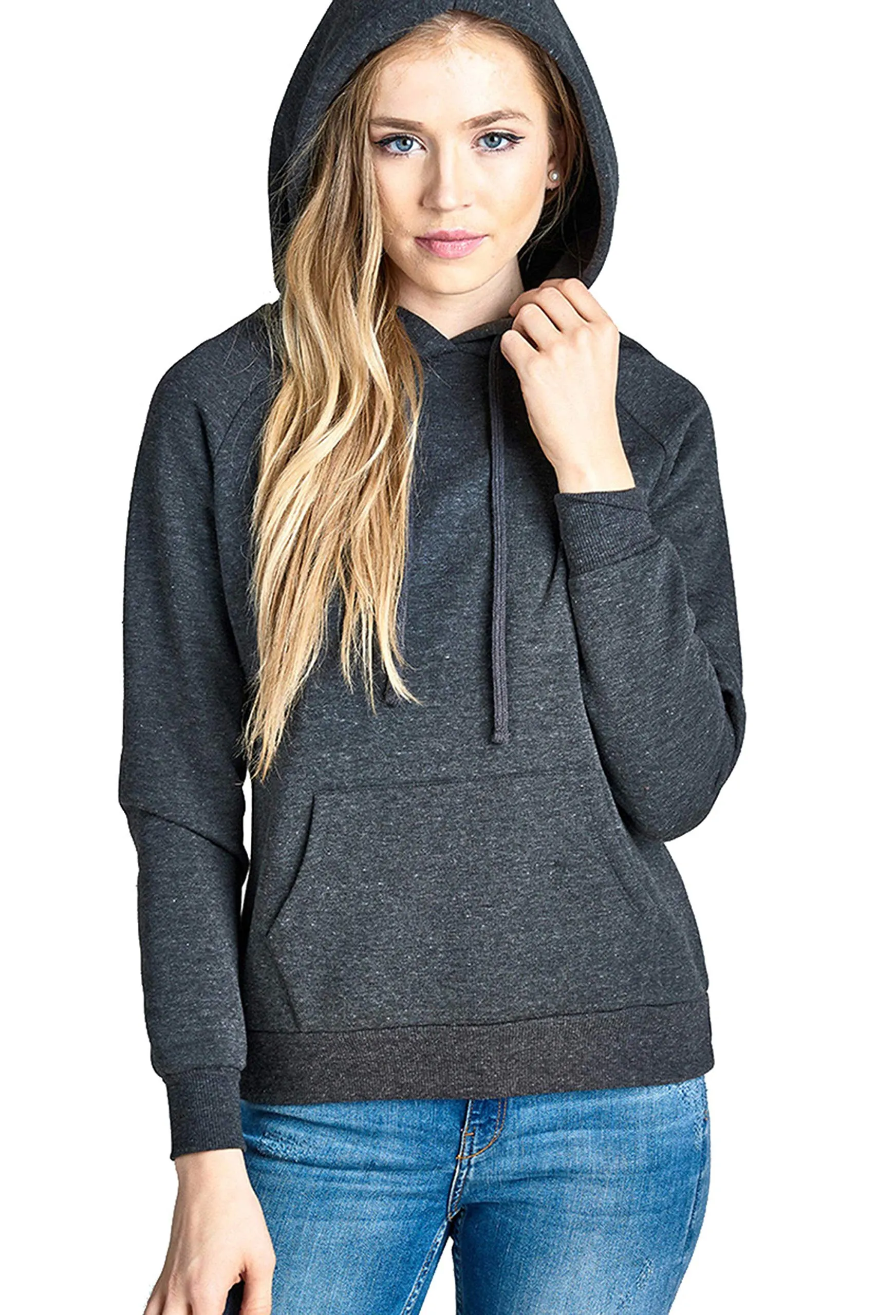Khanomak Women's Long Sleeve Brushed Pullover Hooded Sweatshirt