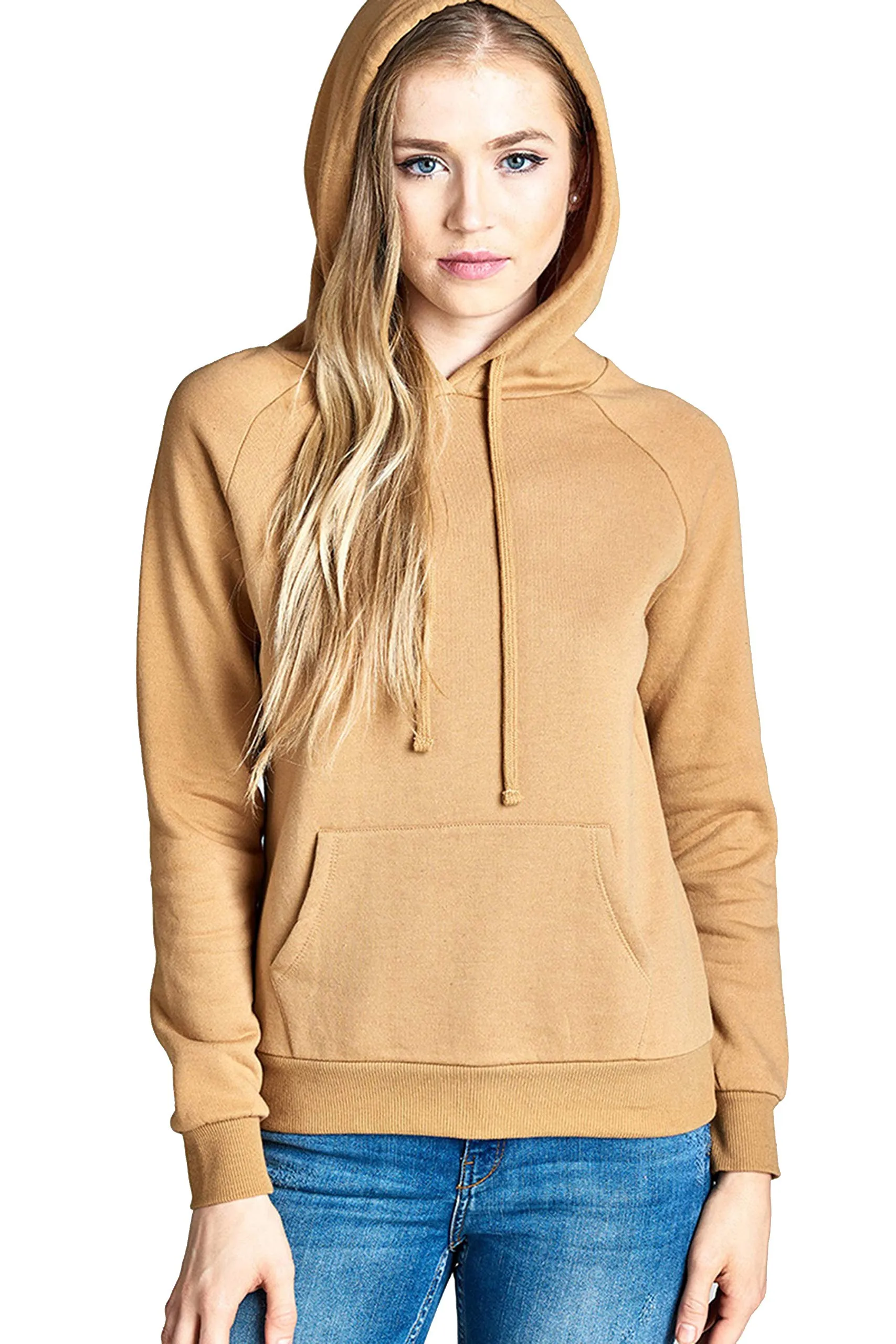 Khanomak Women's Long Sleeve Brushed Pullover Hooded Sweatshirt