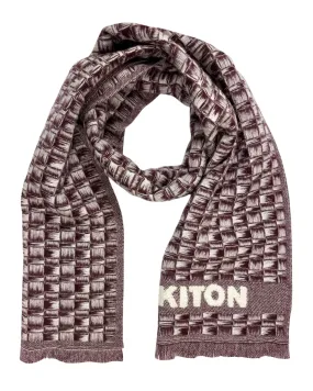 Kiton Cashmere Scarf Maroon Basketweave - Men Luxury Shawl SALE