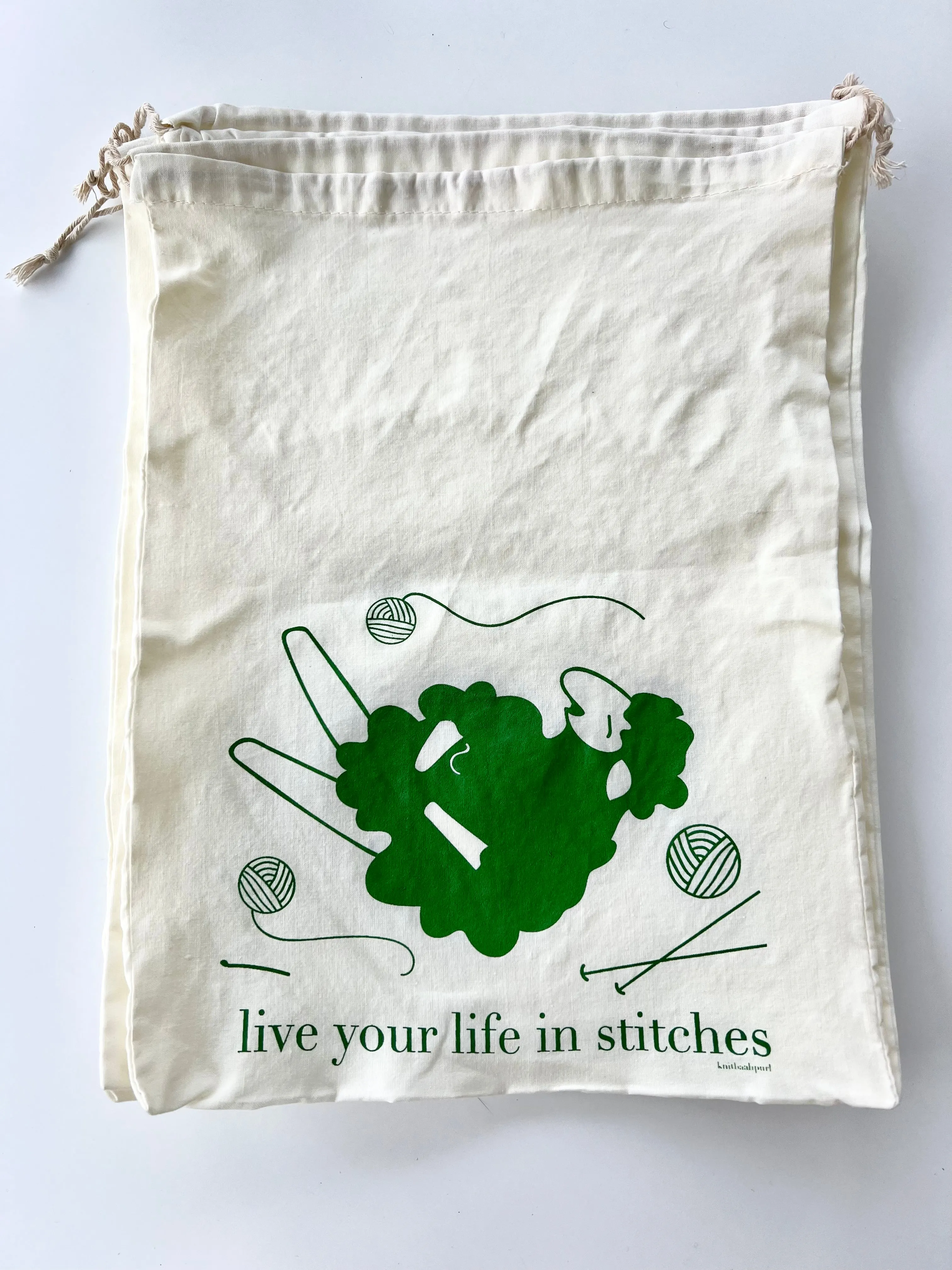 knitbaahpurl Drawstring  Project Bags
