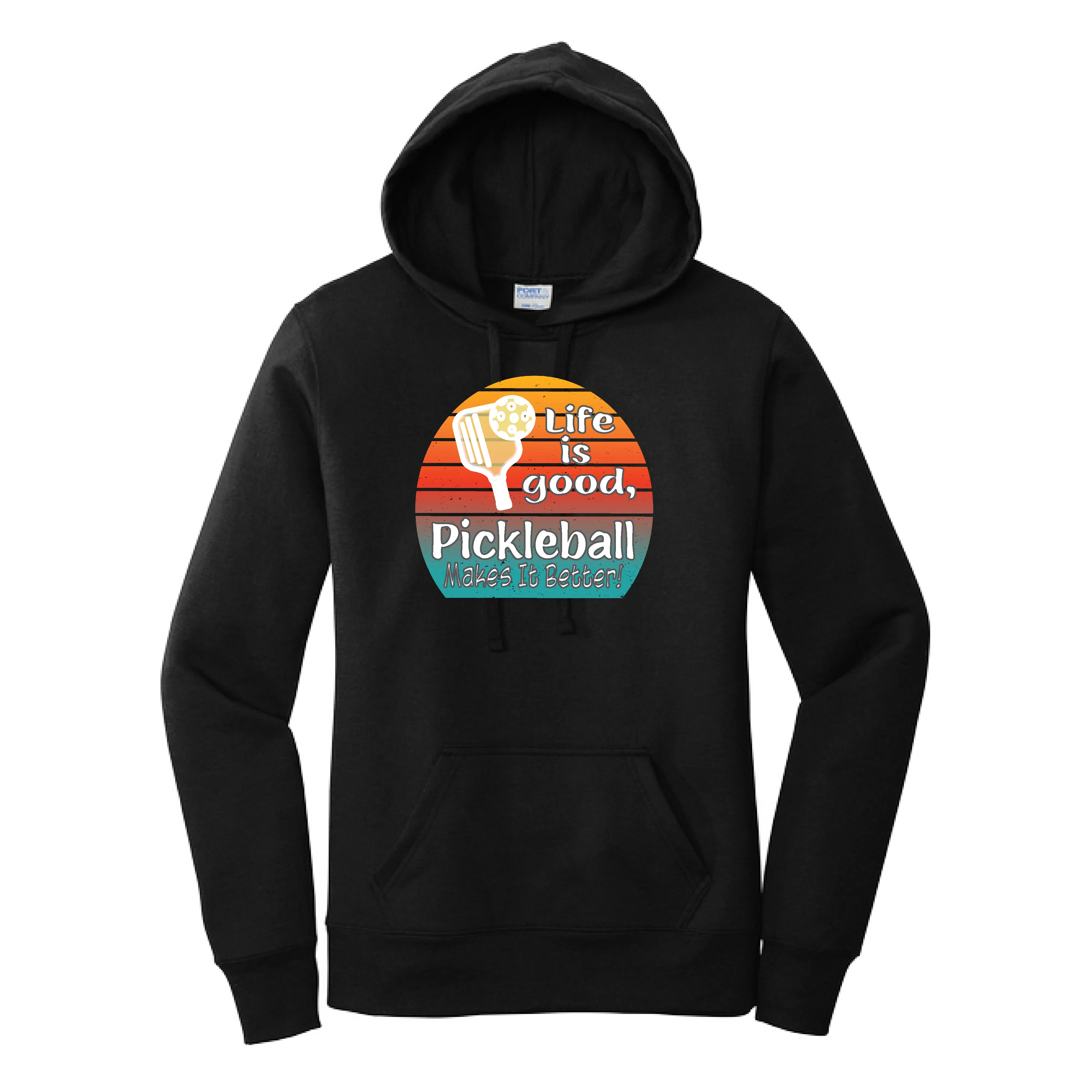 Life is Good Pickleball Makes it Better | Women’s Fitted Hoodie Pickleball Sweatshirt | 50% Cotton 50% Poly Fleece