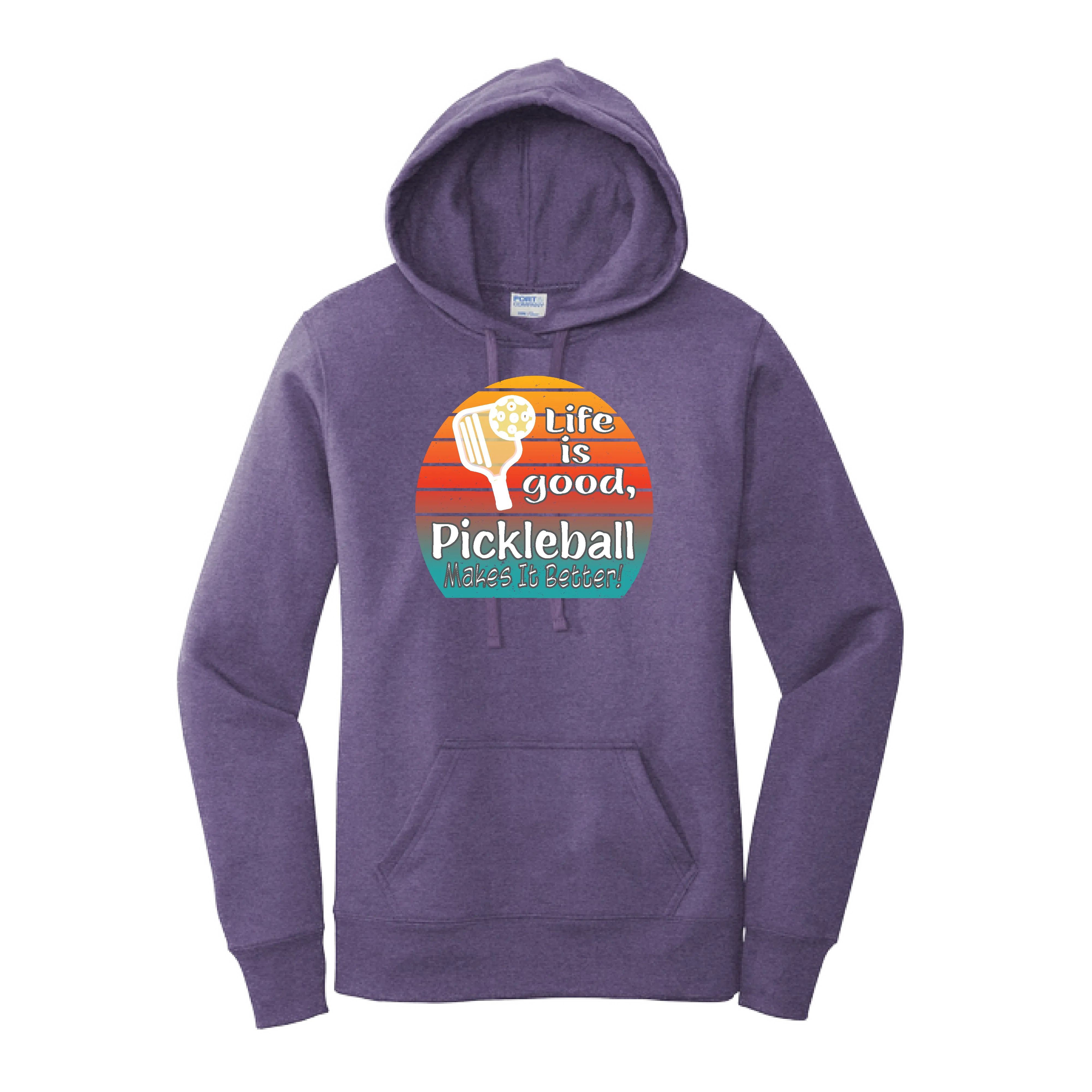 Life is Good Pickleball Makes it Better | Women’s Fitted Hoodie Pickleball Sweatshirt | 50% Cotton 50% Poly Fleece