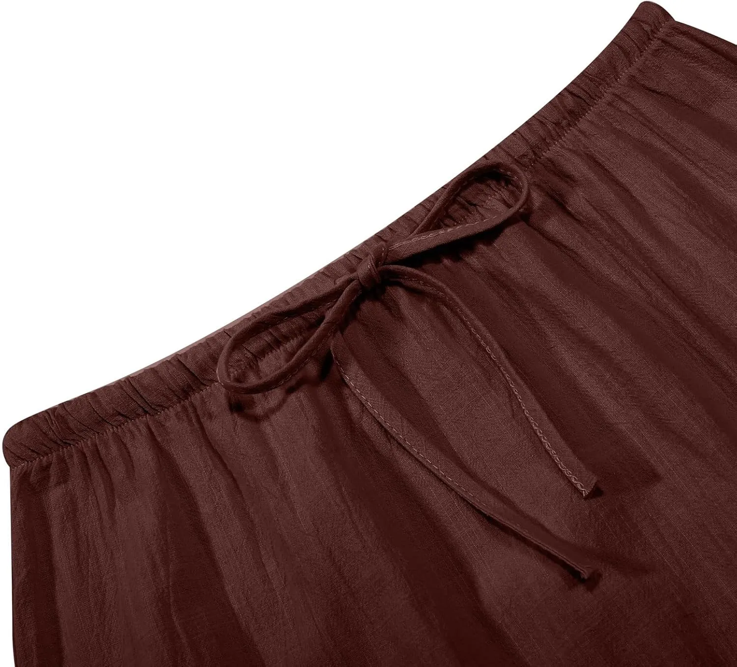 Linen Maxi Skirts for Women Trendy Summer Comfy Drawstring Waist A Line Skirts Cute Vacation Boho Long Flowy Skirts