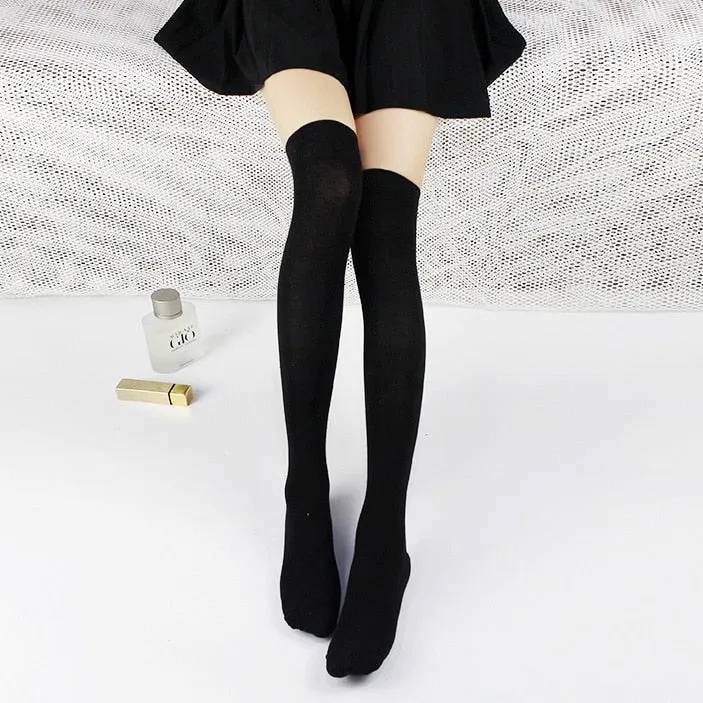 Lolita Sexy Women Stockings Cute Black White Long Socks Over Knee Thigh High Socks Women Compression Socks