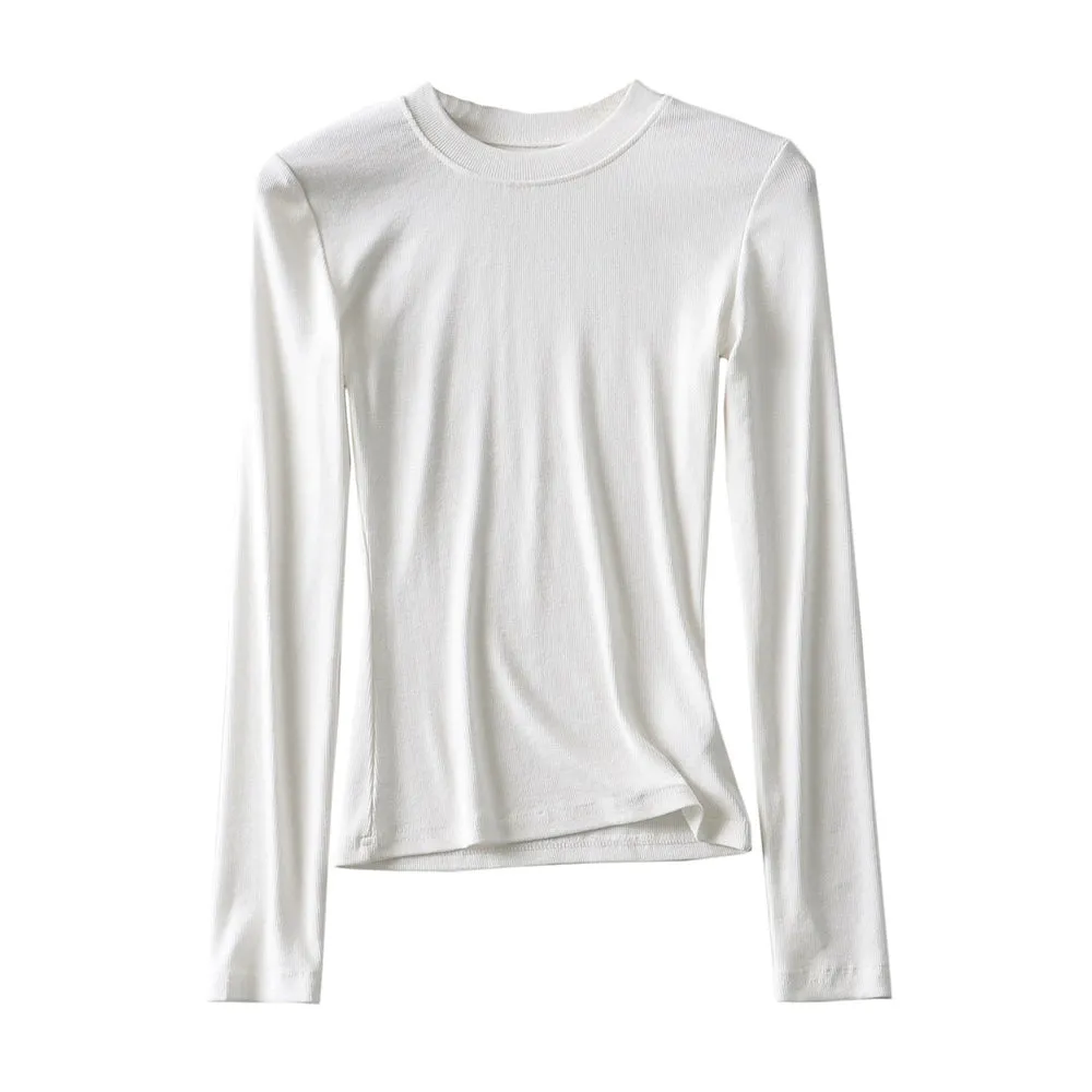 Long Sleeve Slim-Fit T-shirt with Round Neck