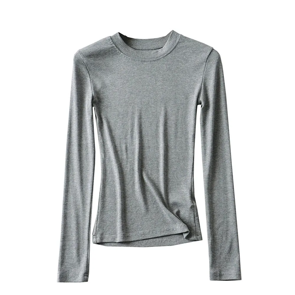 Long Sleeve Slim-Fit T-shirt with Round Neck