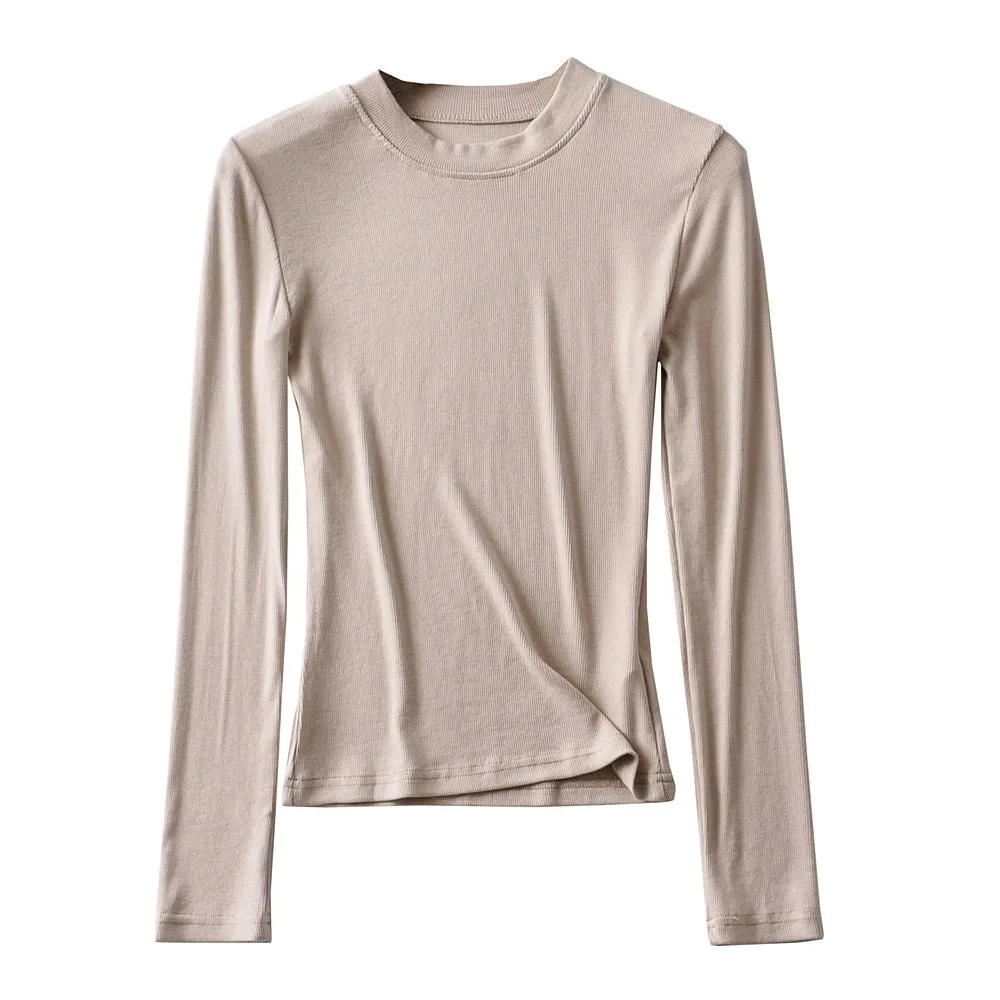 Long Sleeve Slim-Fit T-shirt with Round Neck