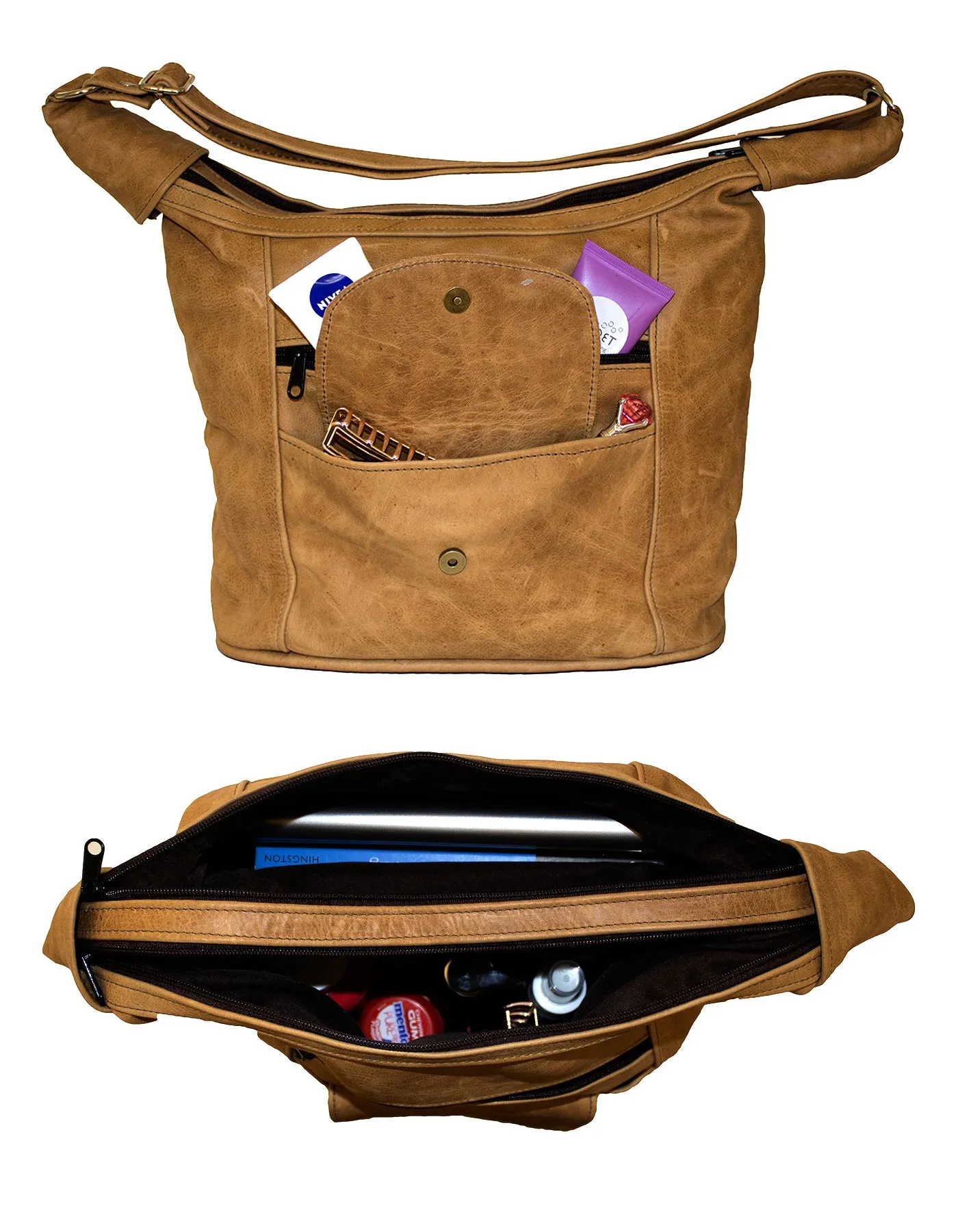 Luvsa LS-AR301 Full Grain Genuine Leather Tote Hand & Shoulder Bag