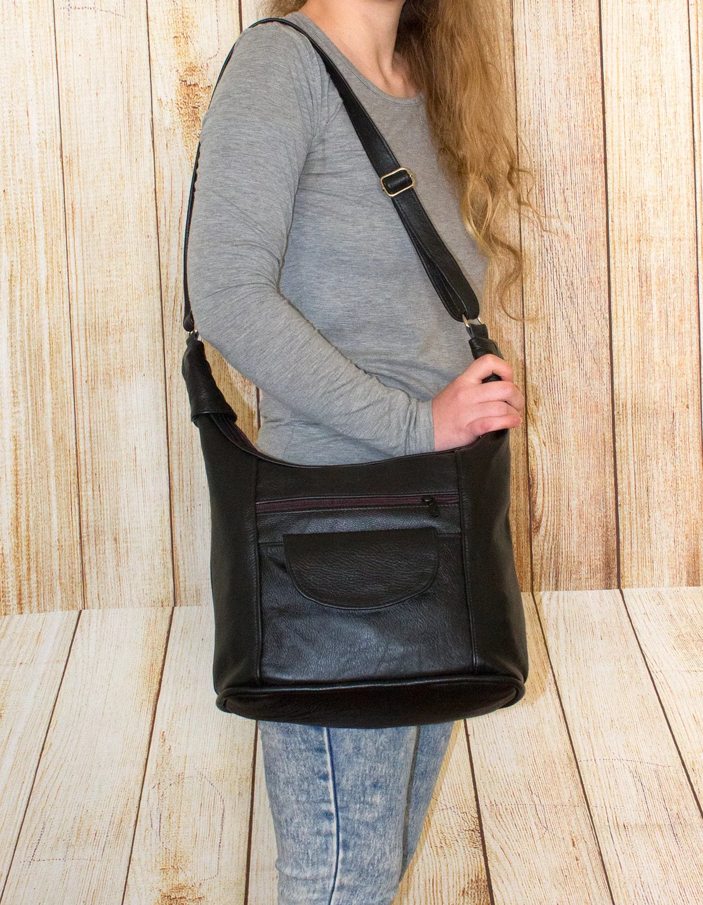 Luvsa LS-AR301 Full Grain Genuine Leather Tote Hand & Shoulder Bag