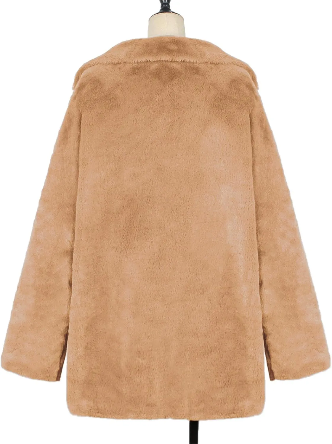 Maiyifu-GJ Women's Winter Coat Overcoat Fleece Lapel Open Front Long Cardigan Jackets Faux Fur Trench Coat Outerwear