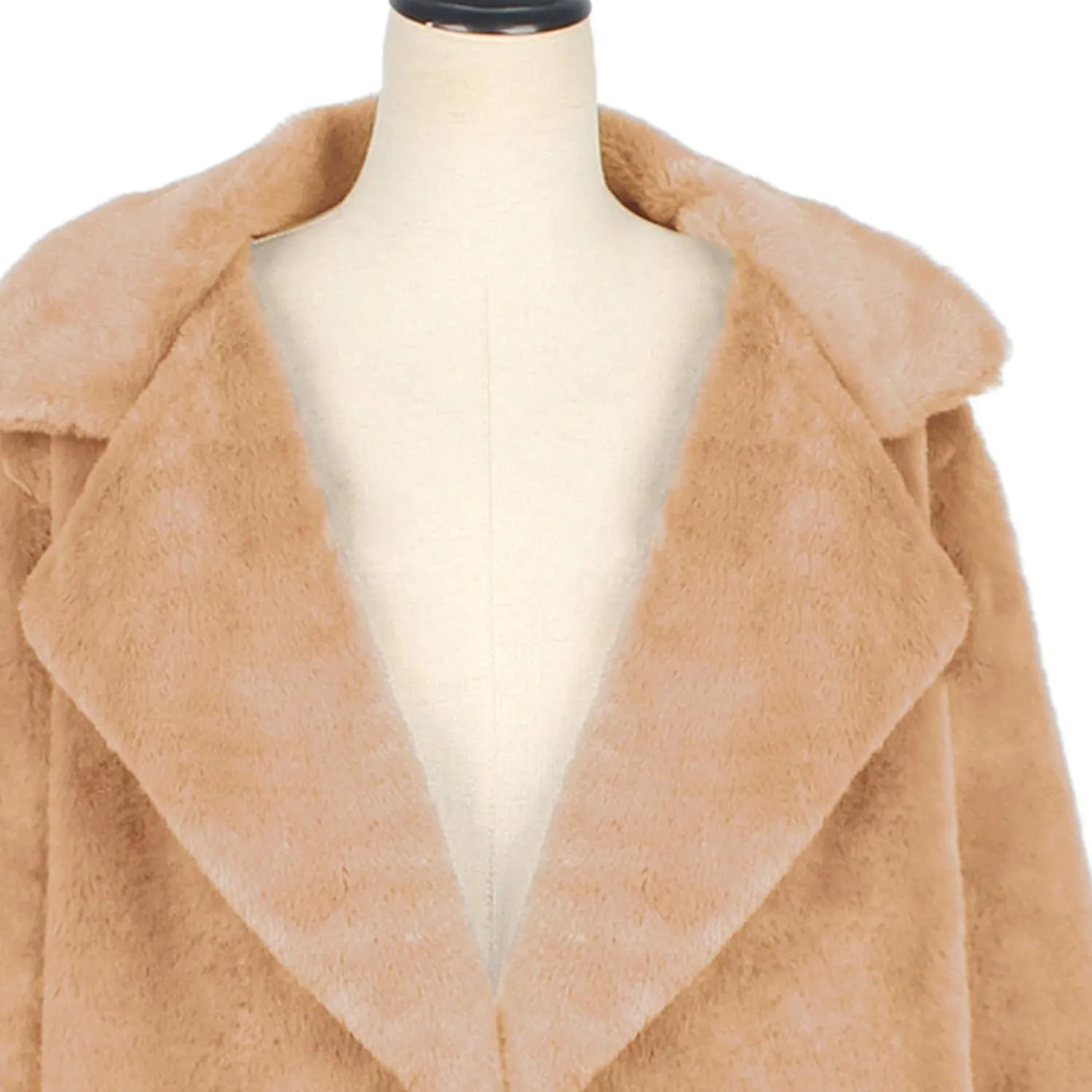 Maiyifu-GJ Women's Winter Coat Overcoat Fleece Lapel Open Front Long Cardigan Jackets Faux Fur Trench Coat Outerwear