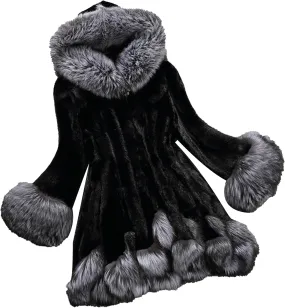 Maiyifu-GJ Women's Winter Dress Coat Casual Long Sleeve Open Front Fleece Jackets Fashion Hooded Warm Faux Fur Overcoat