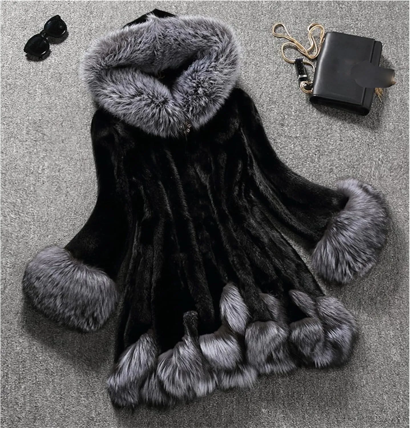 Maiyifu-GJ Women's Winter Dress Coat Casual Long Sleeve Open Front Fleece Jackets Fashion Hooded Warm Faux Fur Overcoat