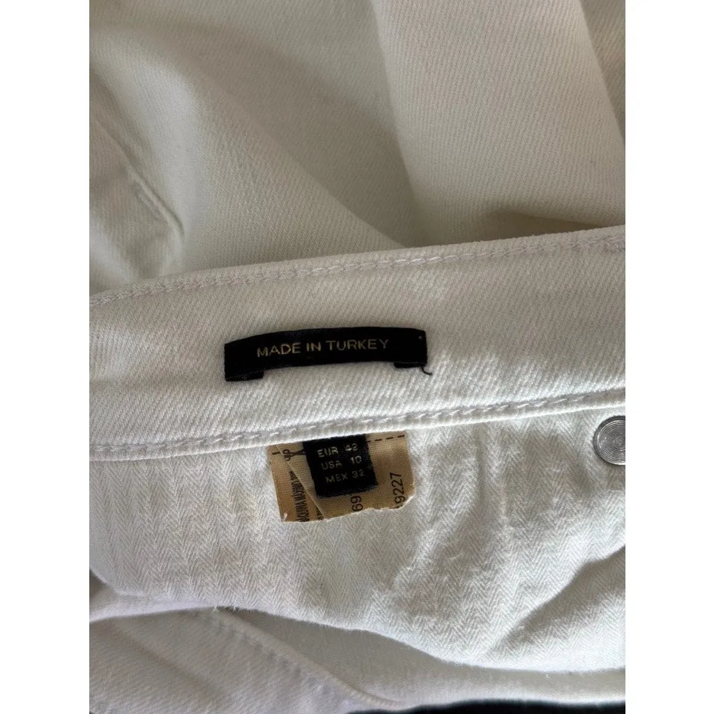 MASSIMO DUTTI Women's White Five-Pocket Straight-Leg Denim Jeans SZ 10