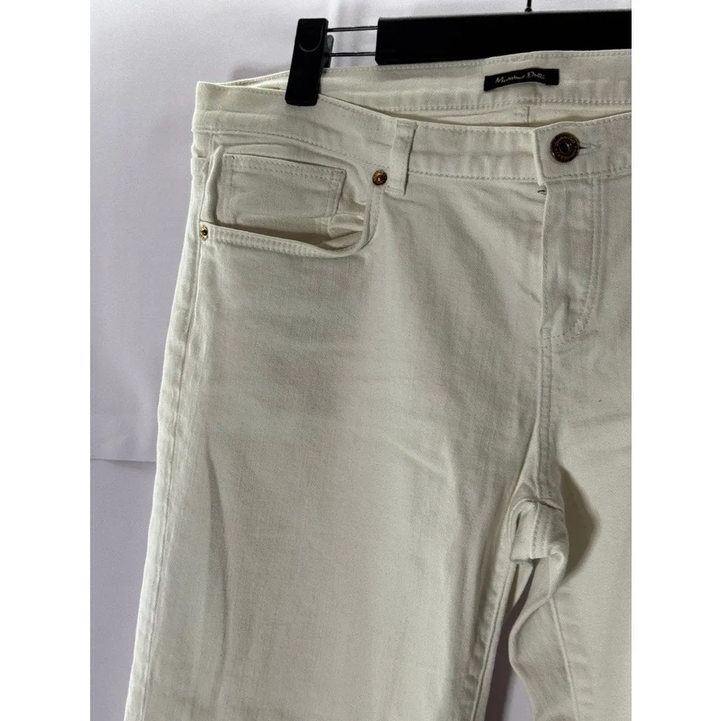 MASSIMO DUTTI Women's White Five-Pocket Straight-Leg Denim Jeans SZ 10