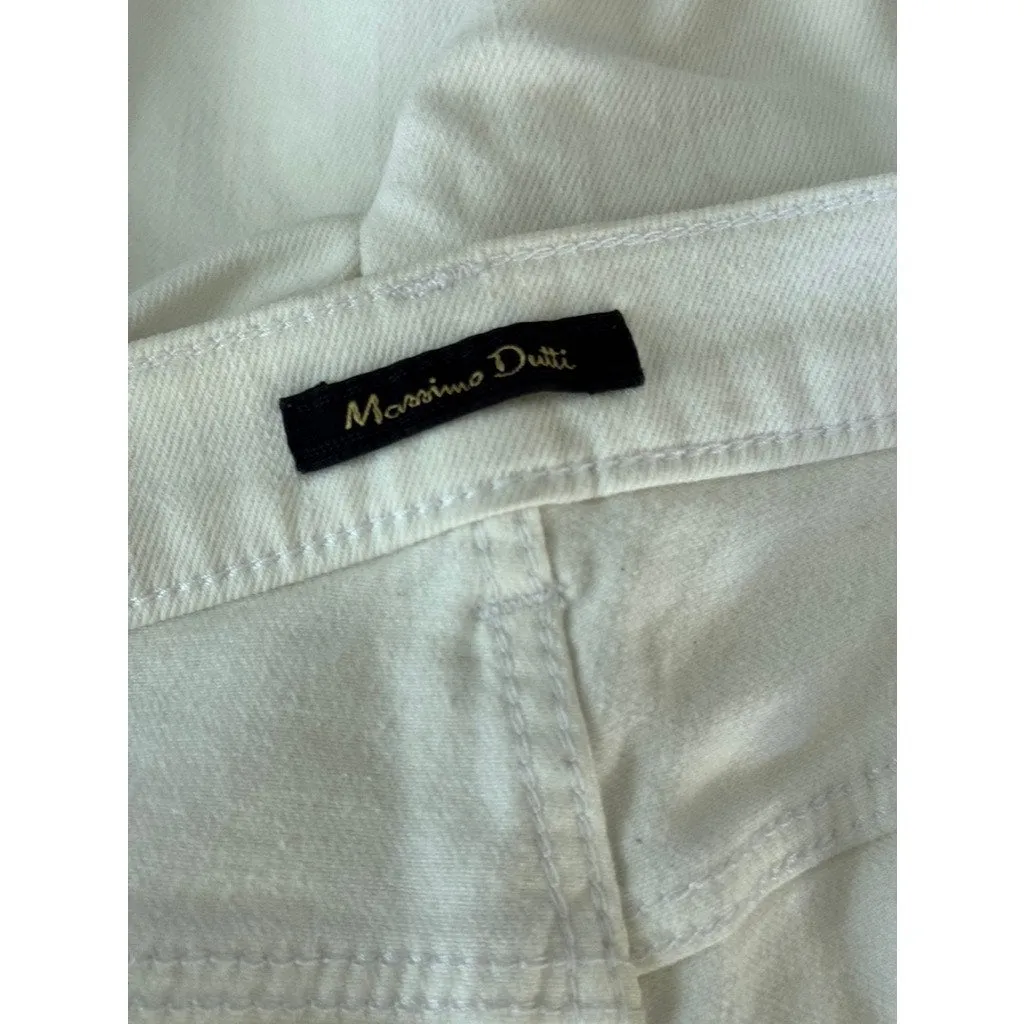 MASSIMO DUTTI Women's White Five-Pocket Straight-Leg Denim Jeans SZ 10