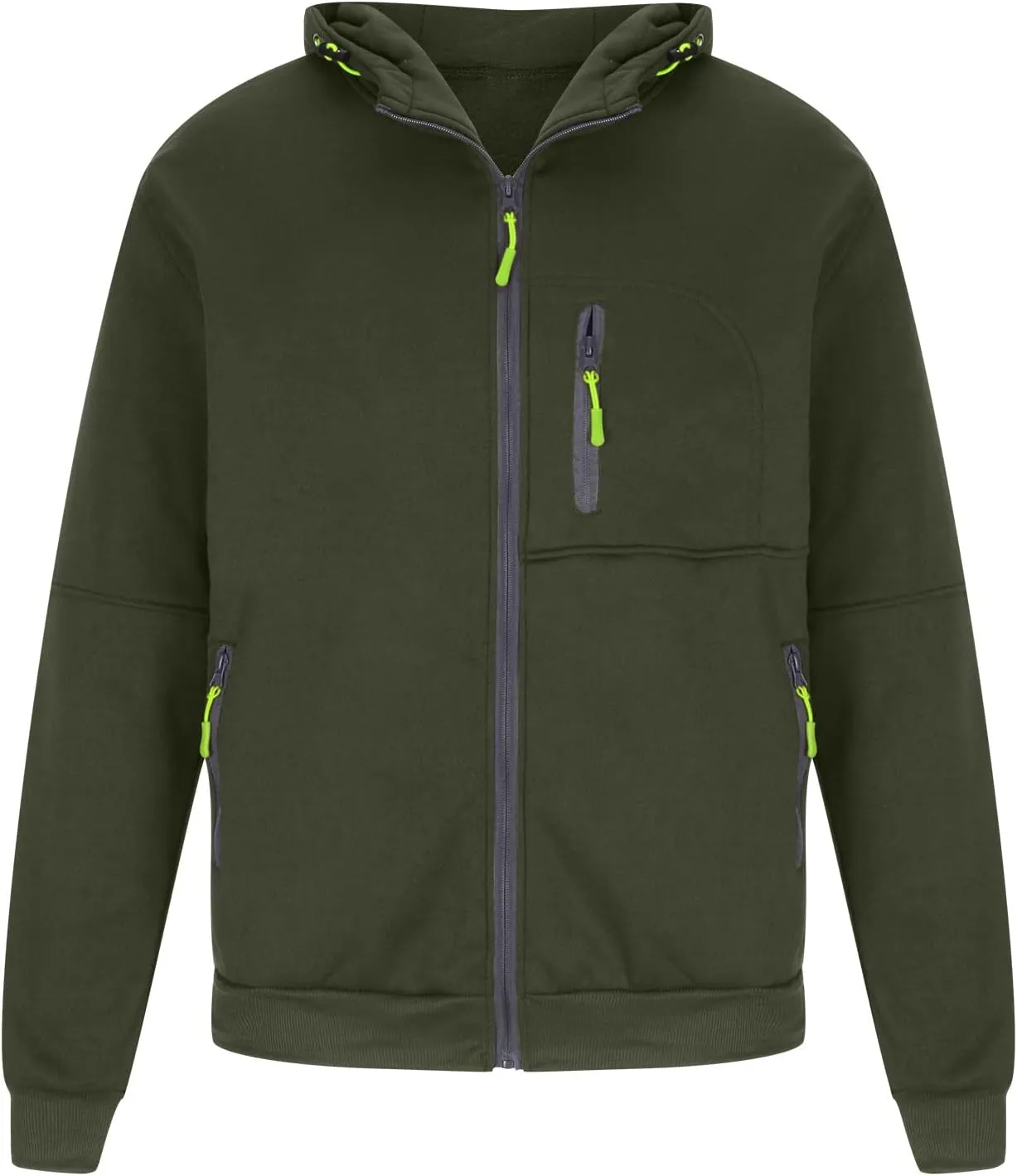 Men's Athletic Full Zip Jacket Long Sleeve Zipper Hoodies Sports Fitness Outerwear Solid Sweatshirt Coat with Pocket