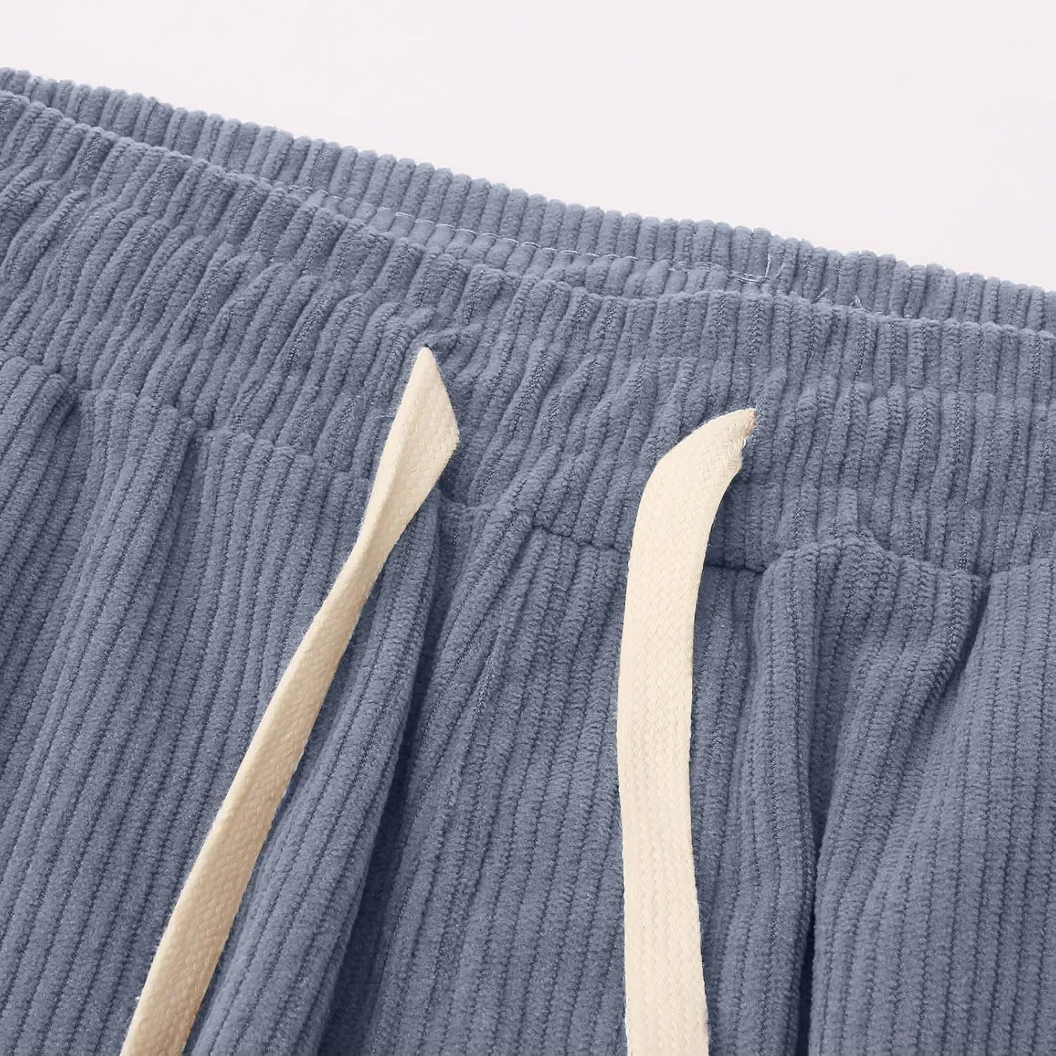 Men's Casual Corduroy Pants Elastic Waist Drawstring Harem Pants Fashion Loose Casual Long Trousers with Pockets