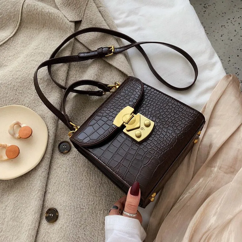 Mini Stone Pattern PU Leather Crossbody Bags For Women 2020 Lock Designer Shoulder Simple Messenger Bag Female Travel Handbags