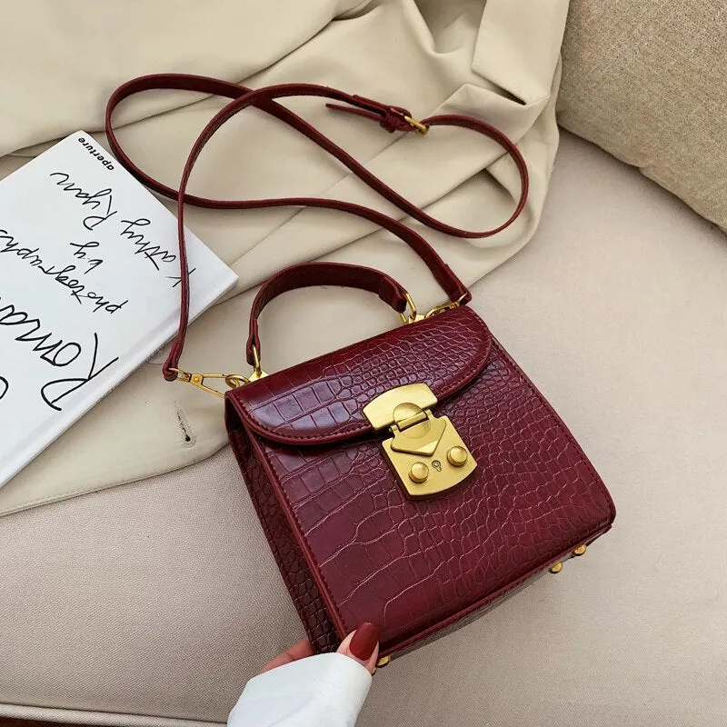 Mini Stone Pattern PU Leather Crossbody Bags For Women 2020 Lock Designer Shoulder Simple Messenger Bag Female Travel Handbags