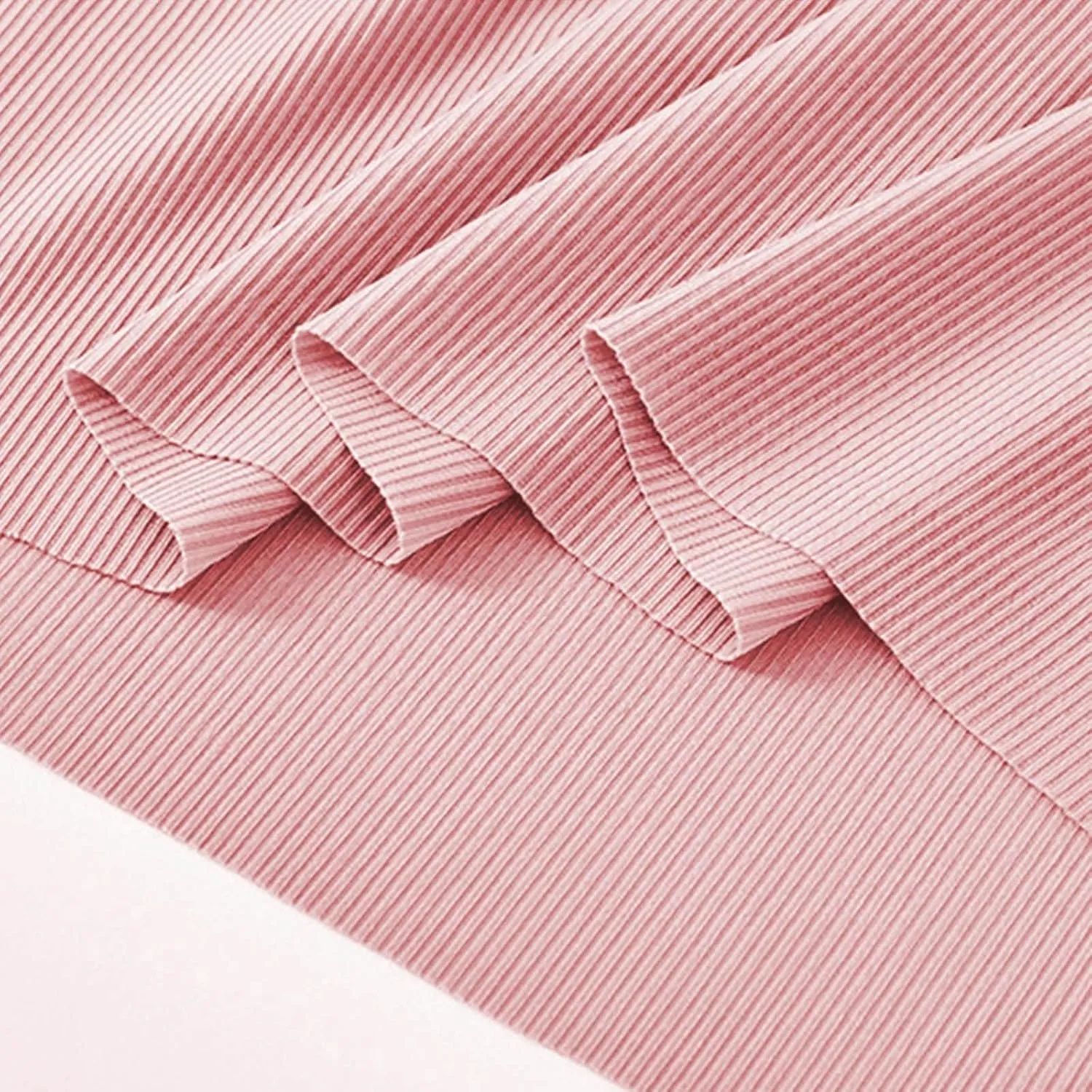 Miyaomn 2 Piece Outfits for Women Ribbed Knit Loungewear Short Sleeve Hi-Low Pullover Top and Wide Leg Long Pants Pajama Sets