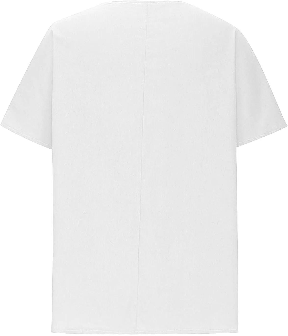 Miyaomn Trendy Linen Shirts for Women Lightweight Casual Notch V Neck Short Sleeve Tops Side Split Loose Summer Plain Blouses