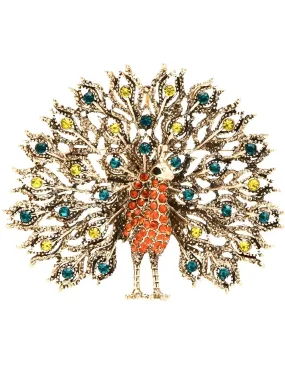 Multicolor Big Sparkling Peacock Brooches For Women