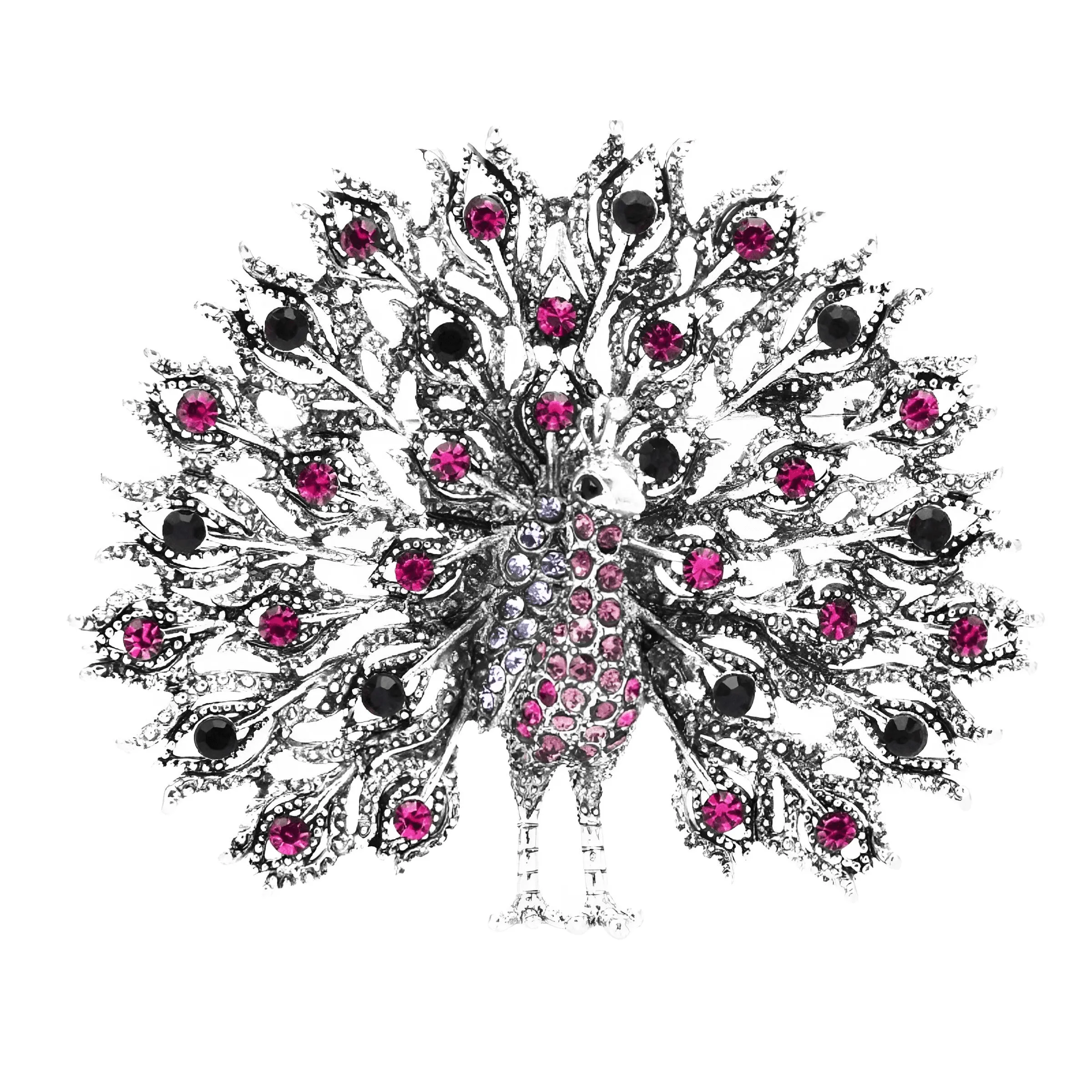 Multicolor Big Sparkling Peacock Brooches For Women