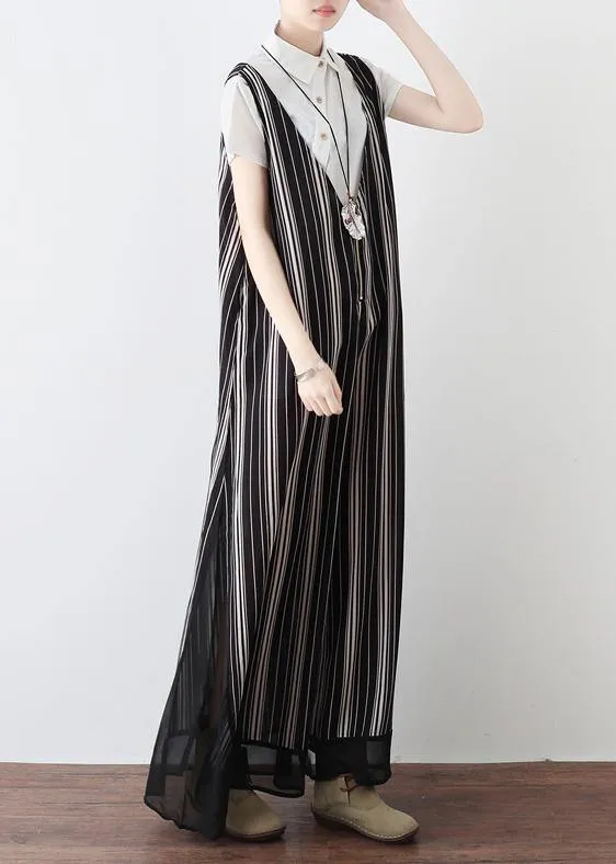 New striped women's chiffon sling wide leg jumpsuit