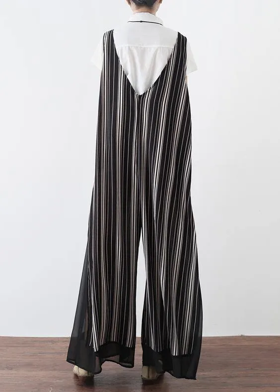 New striped women's chiffon sling wide leg jumpsuit