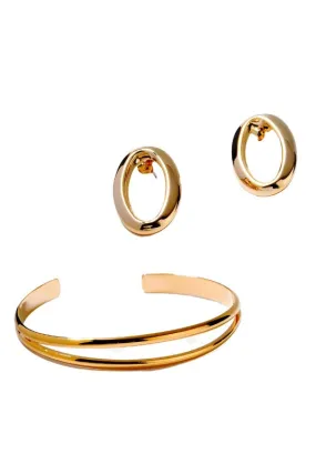 Oval earring and bracelet set