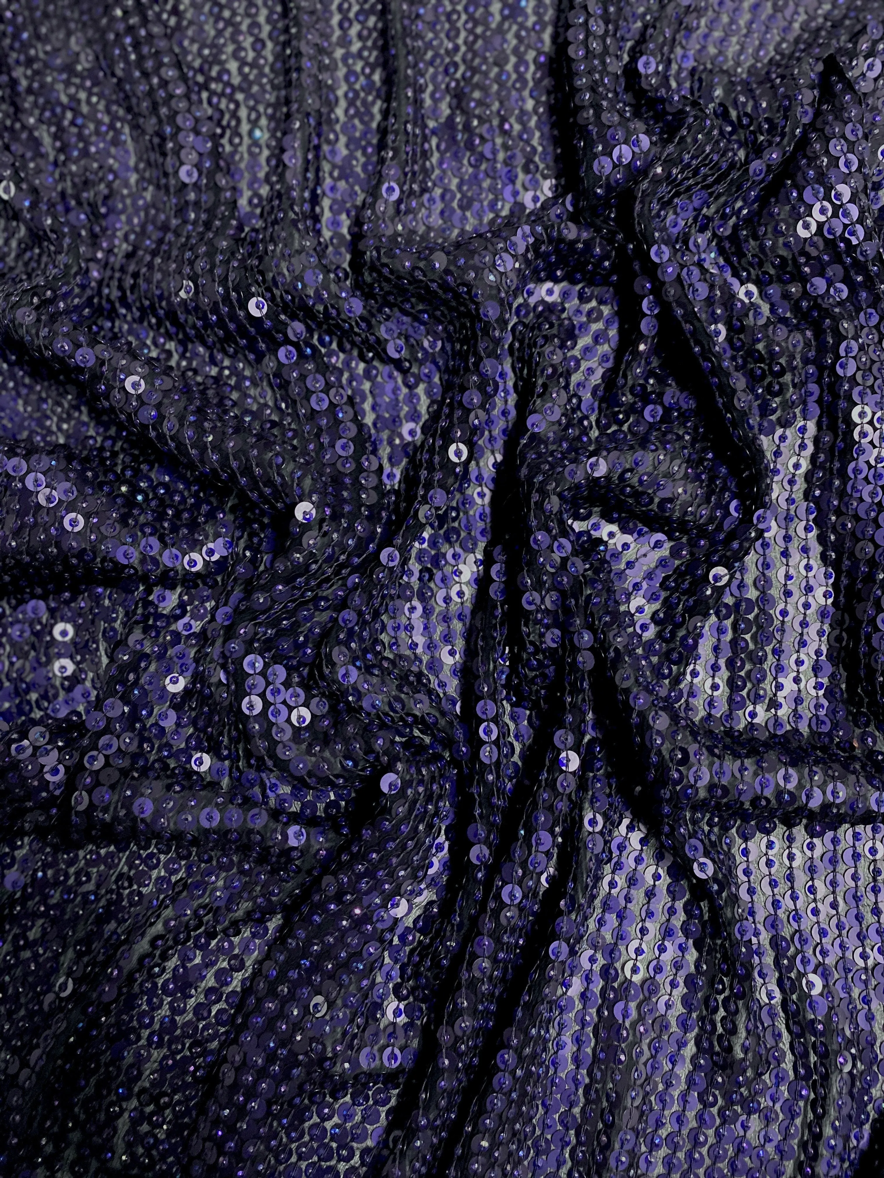 Parachute Purple Sequin & Beads On Silk Chiffon JEC-009-3 Fabric