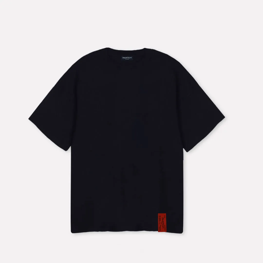 PARTCH Urban Logo Oversized Tee Black Organic Cotton