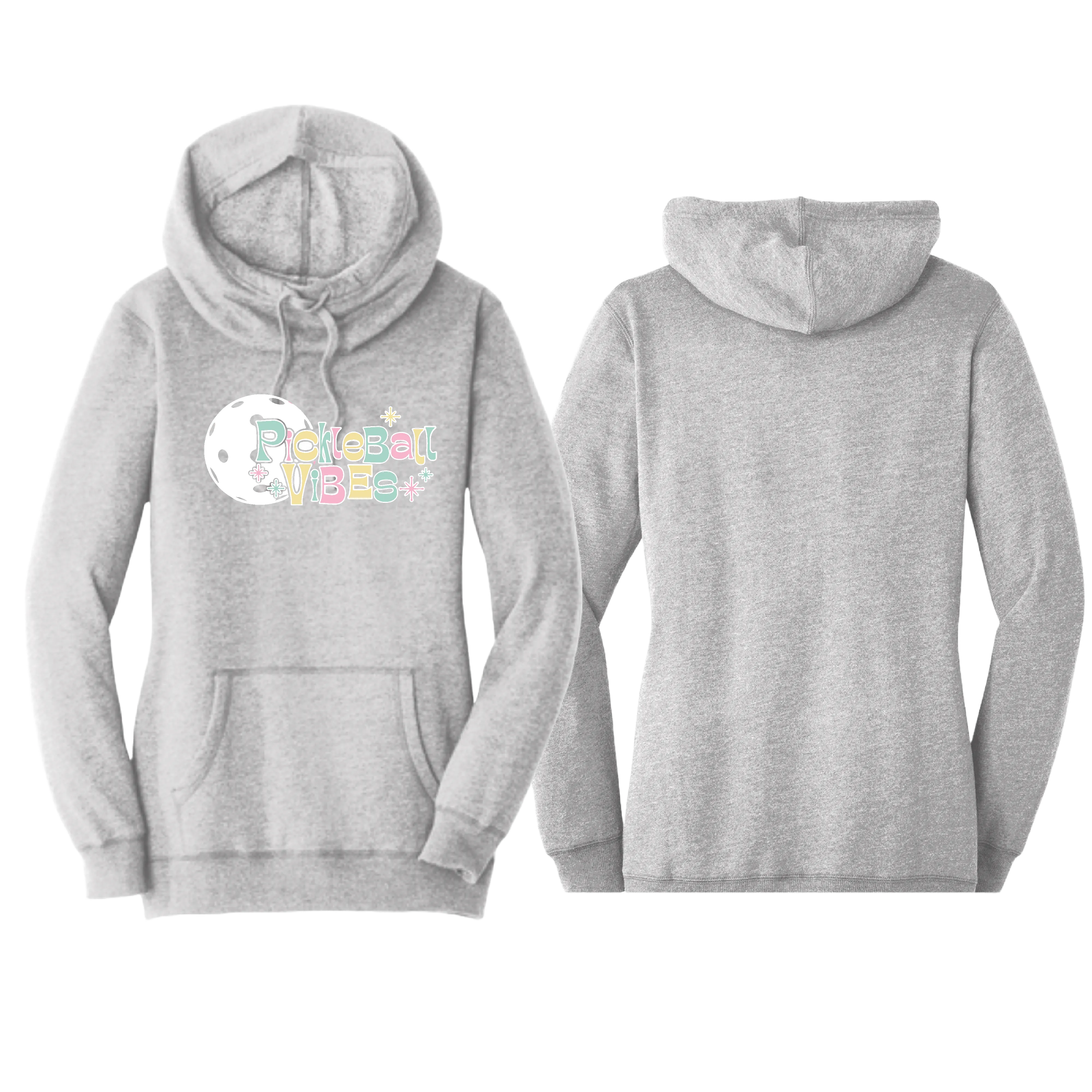 Pickelball Vibes | Women’s Cowl-Neck Hoodie Pickleball Sweatshirt | 55% Cotton 45% Poly Fleece