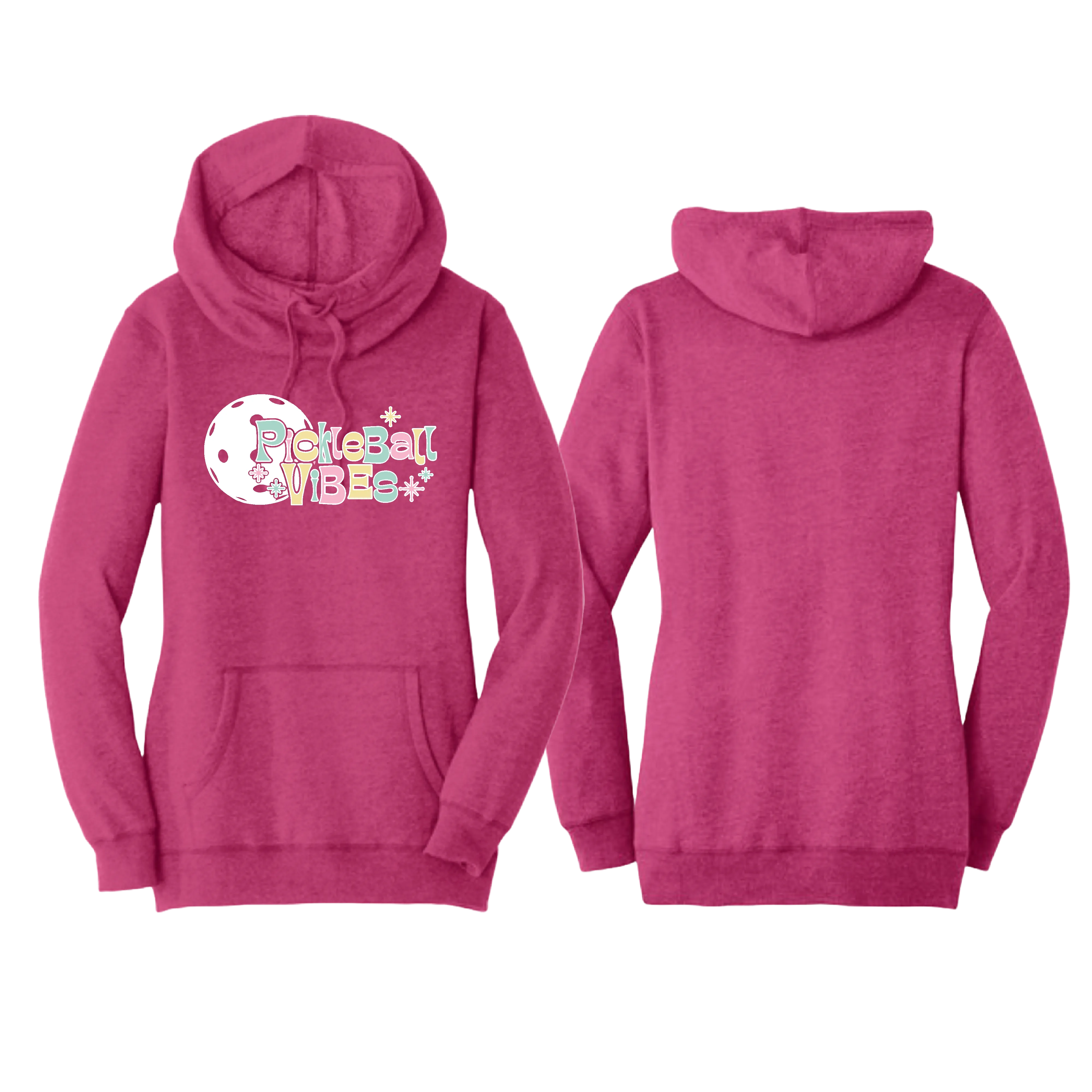 Pickelball Vibes | Women’s Cowl-Neck Hoodie Pickleball Sweatshirt | 55% Cotton 45% Poly Fleece