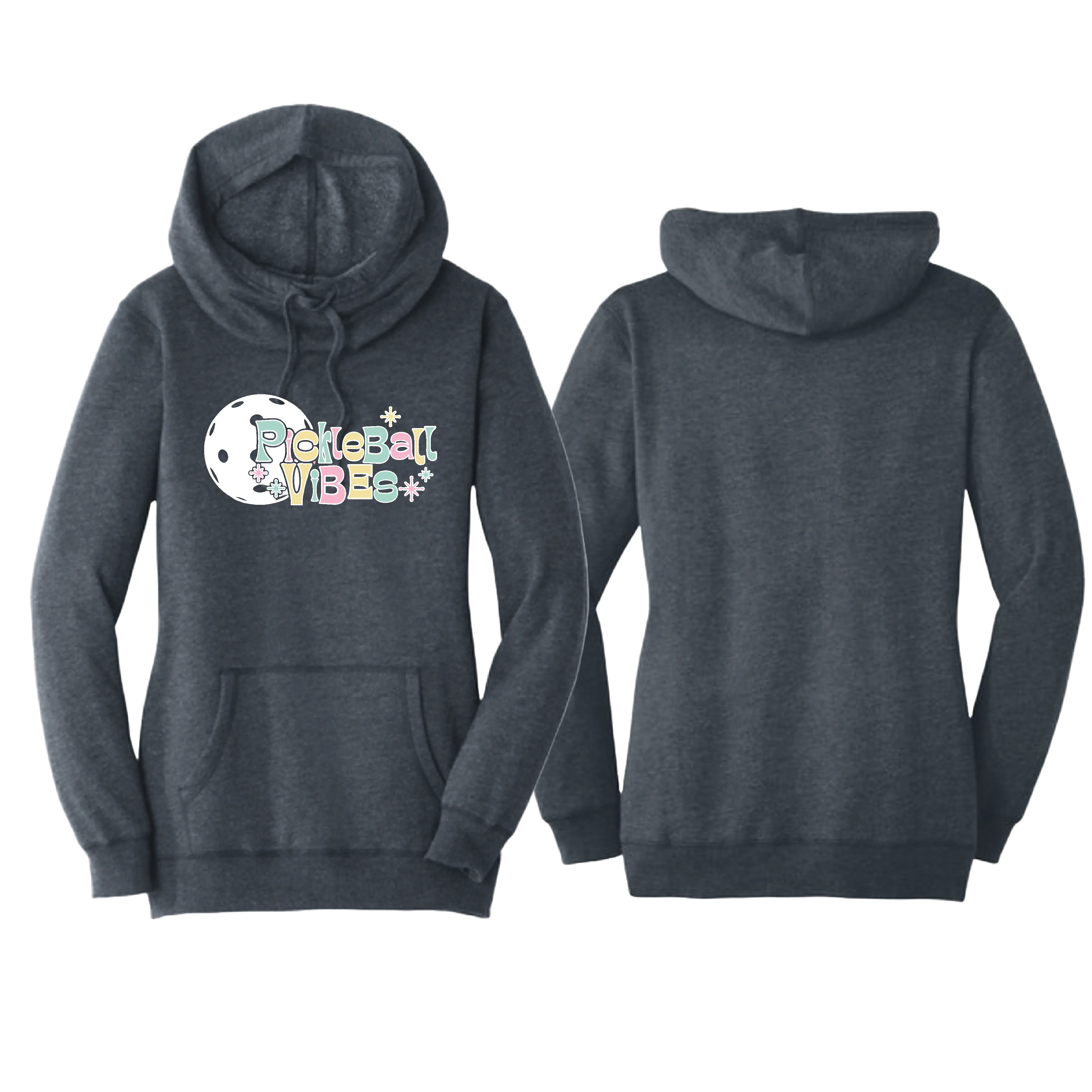 Pickelball Vibes | Women’s Cowl-Neck Hoodie Pickleball Sweatshirt | 55% Cotton 45% Poly Fleece