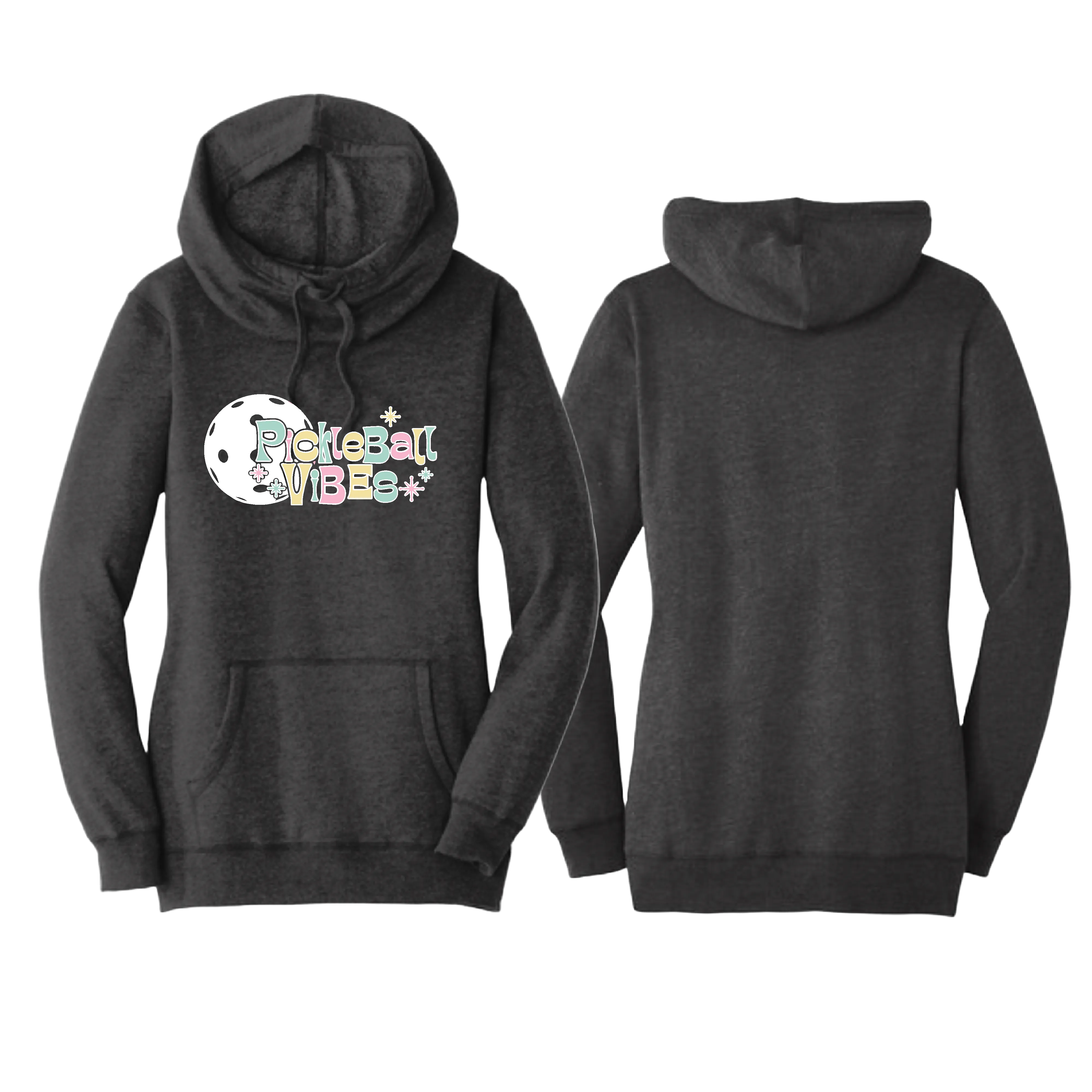 Pickelball Vibes | Women’s Cowl-Neck Hoodie Pickleball Sweatshirt | 55% Cotton 45% Poly Fleece