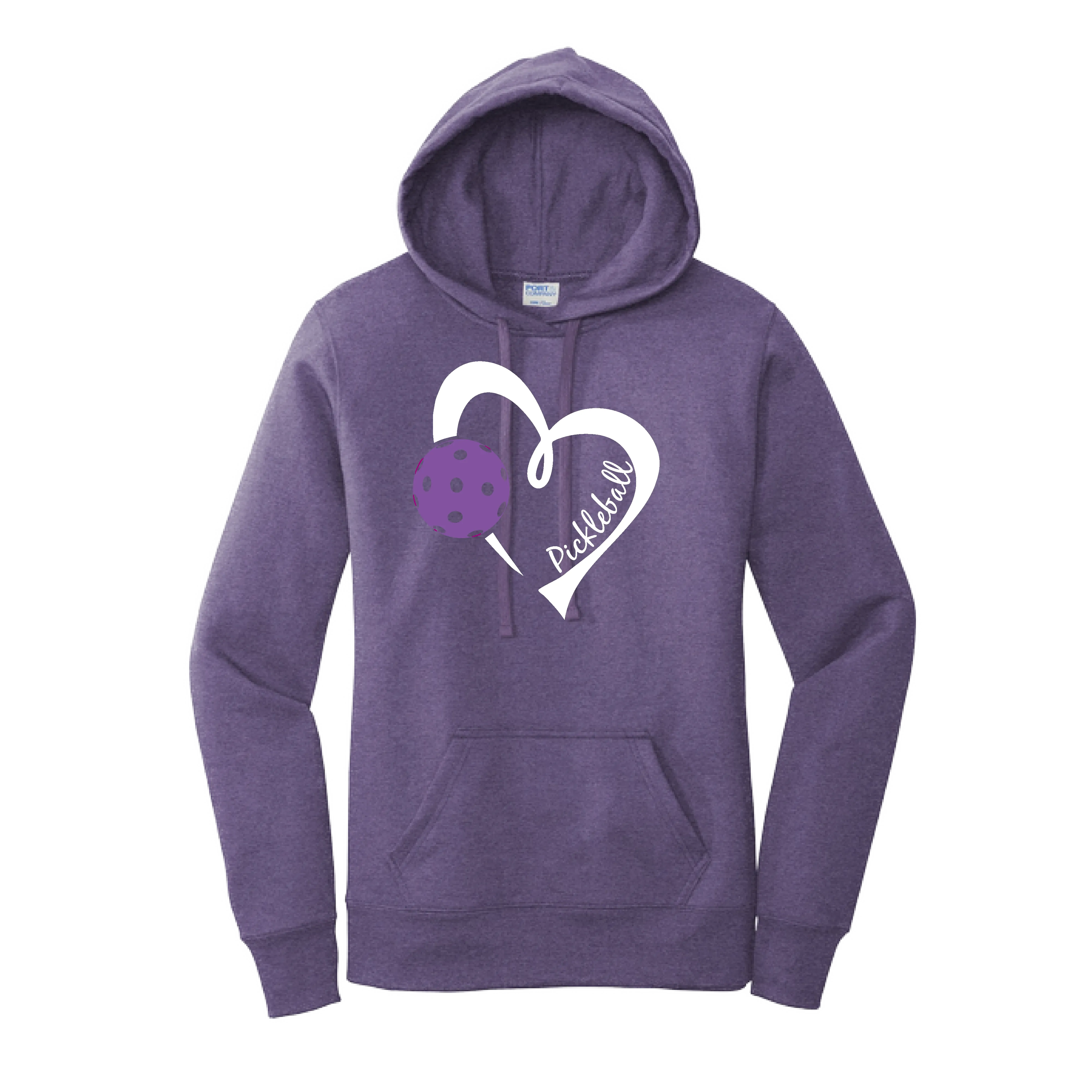 Pickleball Love (Purple) | Women’s Fitted Hoodie Pickleball Sweatshirt | 50% Cotton 50% Poly Fleece