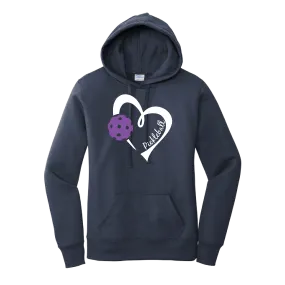Pickleball Love (Purple) | Women’s Fitted Hoodie Pickleball Sweatshirt | 50% Cotton 50% Poly Fleece