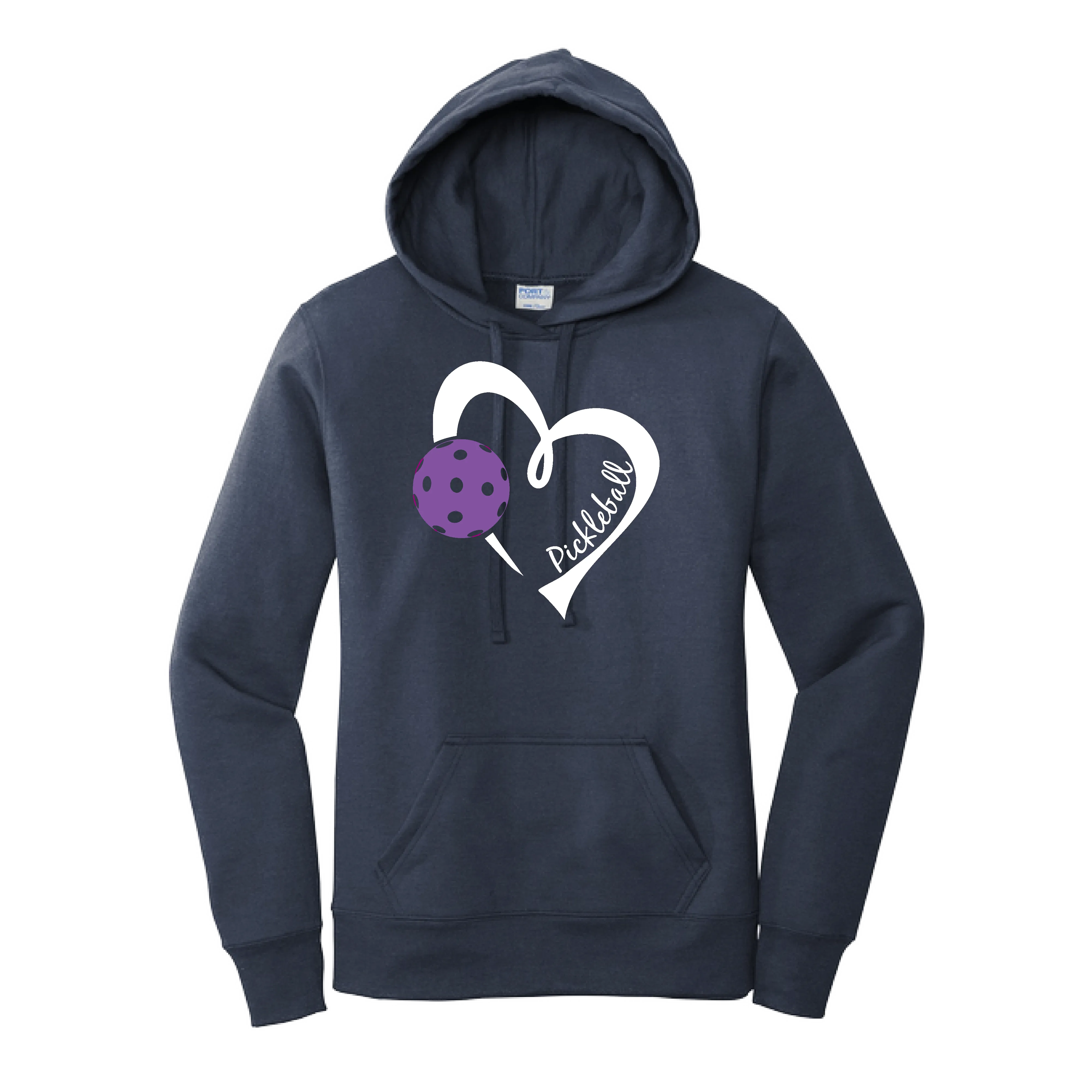 Pickleball Love (Purple) | Women’s Fitted Hoodie Pickleball Sweatshirt | 50% Cotton 50% Poly Fleece