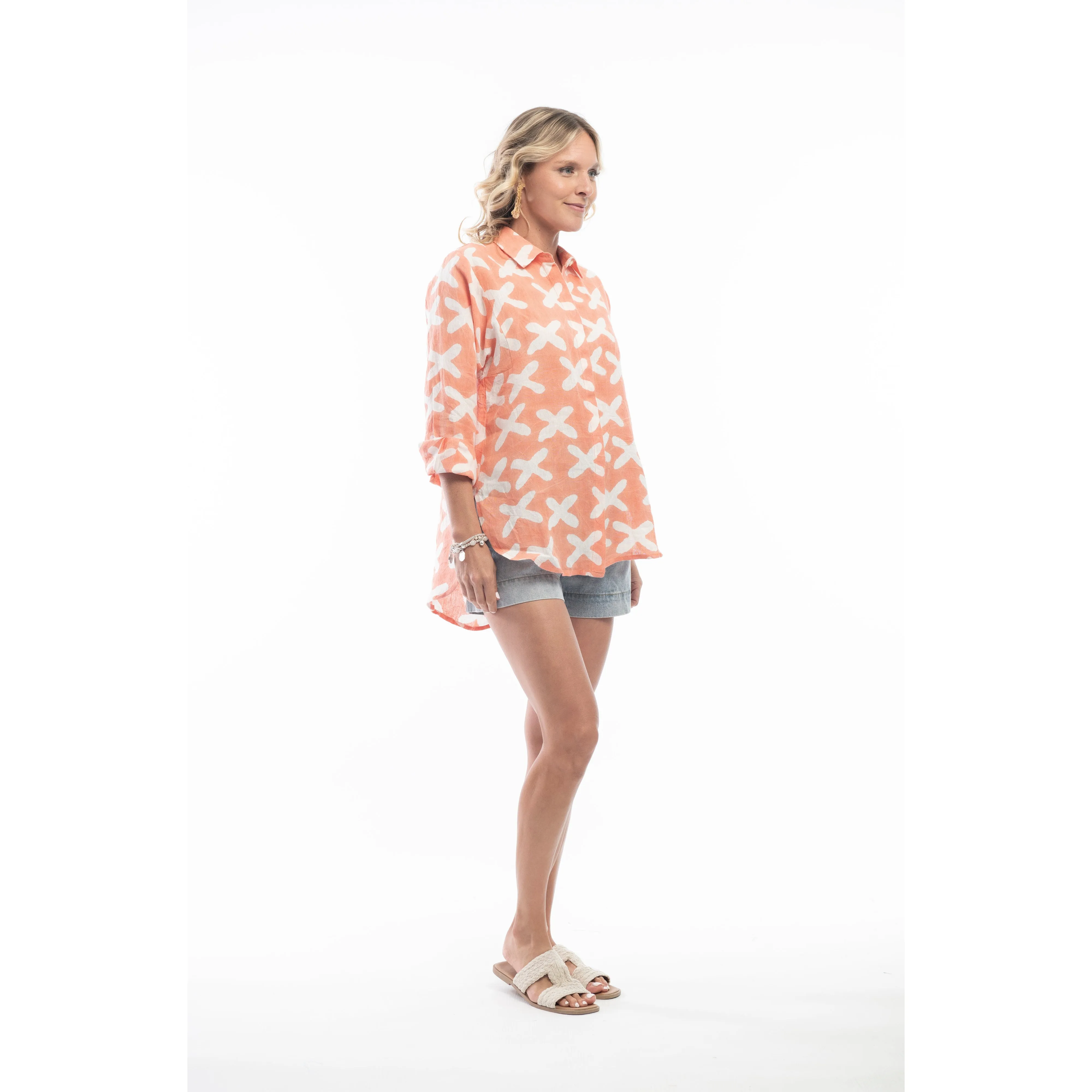 Print Pure Linen Shirt