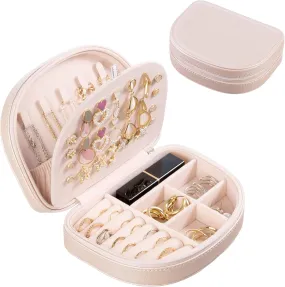 ProCase Travel Size Jewelry Box, Small Portable Seashell-Shaped Jewelry Case, 2 Layer Mini Jewelry Organizer in PU Leather for Women -Champagne ProCase Travel Size Jewelry Box, Small Portable Seashell-Shaped Jewelry Case, 2 Layer Mini Jewelry Organizer in PU Leather for Women -Champagne