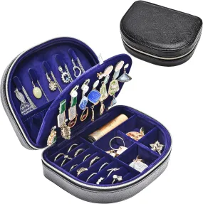ProCase Travel Size Jewelry Box, Small Portable Seashell-Shaped Jewelry Case, 2 Layer Mini Jewelry Organizer in PU Leather for Women -Glossy Black ProCase Travel Size Jewelry Box, Small Portable Seashell-Shaped Jewelry Case, 2 Layer Mini Jewelry Organizer in PU Leather for Women -Glossy Black