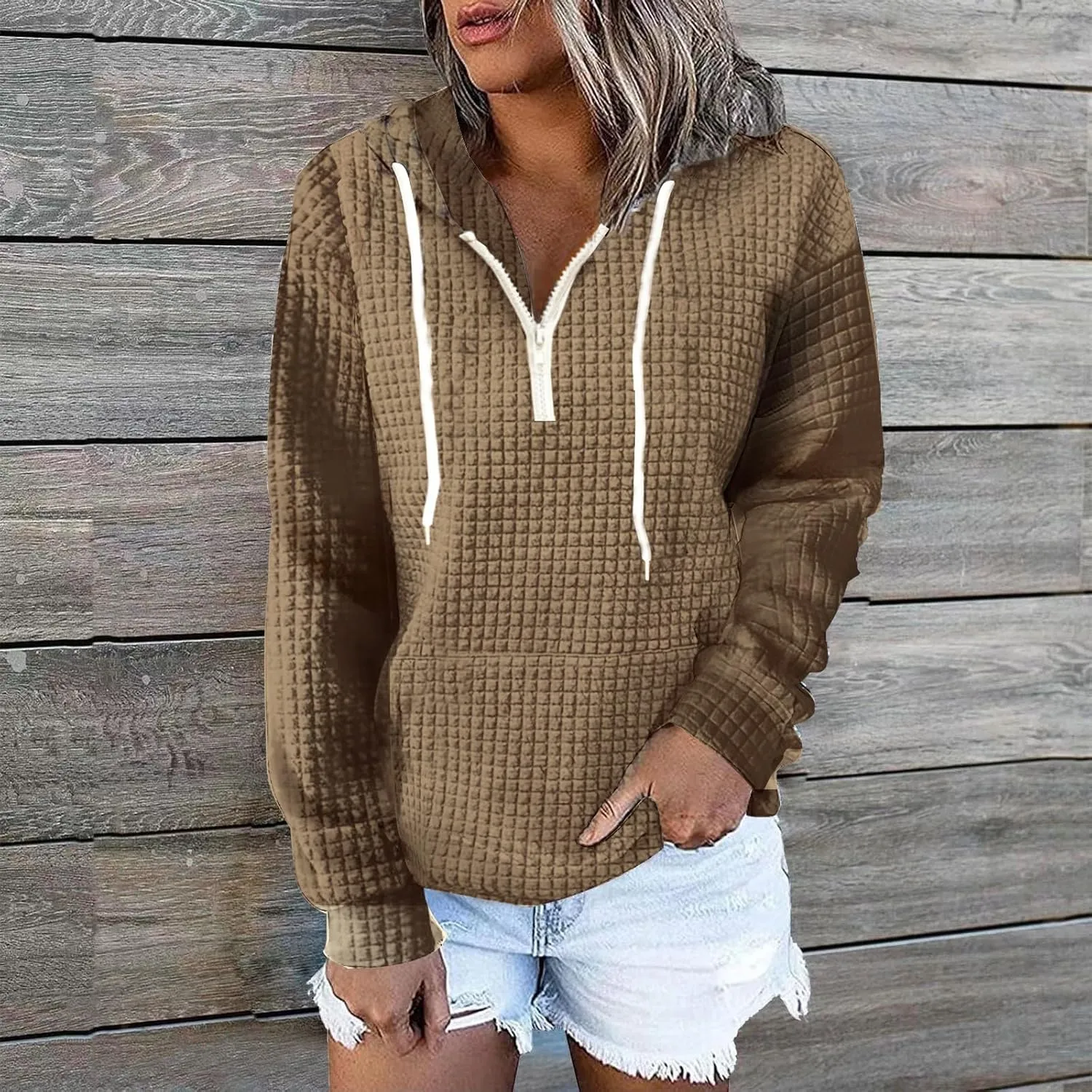 Pullover Sweaters for Women,Half Zip Sweatshirts Cropped Hoodies Fleece Womens Quarter Zip up Pullover Sweaters