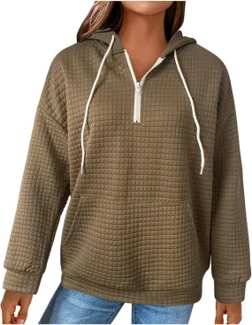 Pullover Sweaters for Women,Half Zip Sweatshirts Cropped Hoodies Fleece Womens Quarter Zip up Pullover Sweaters