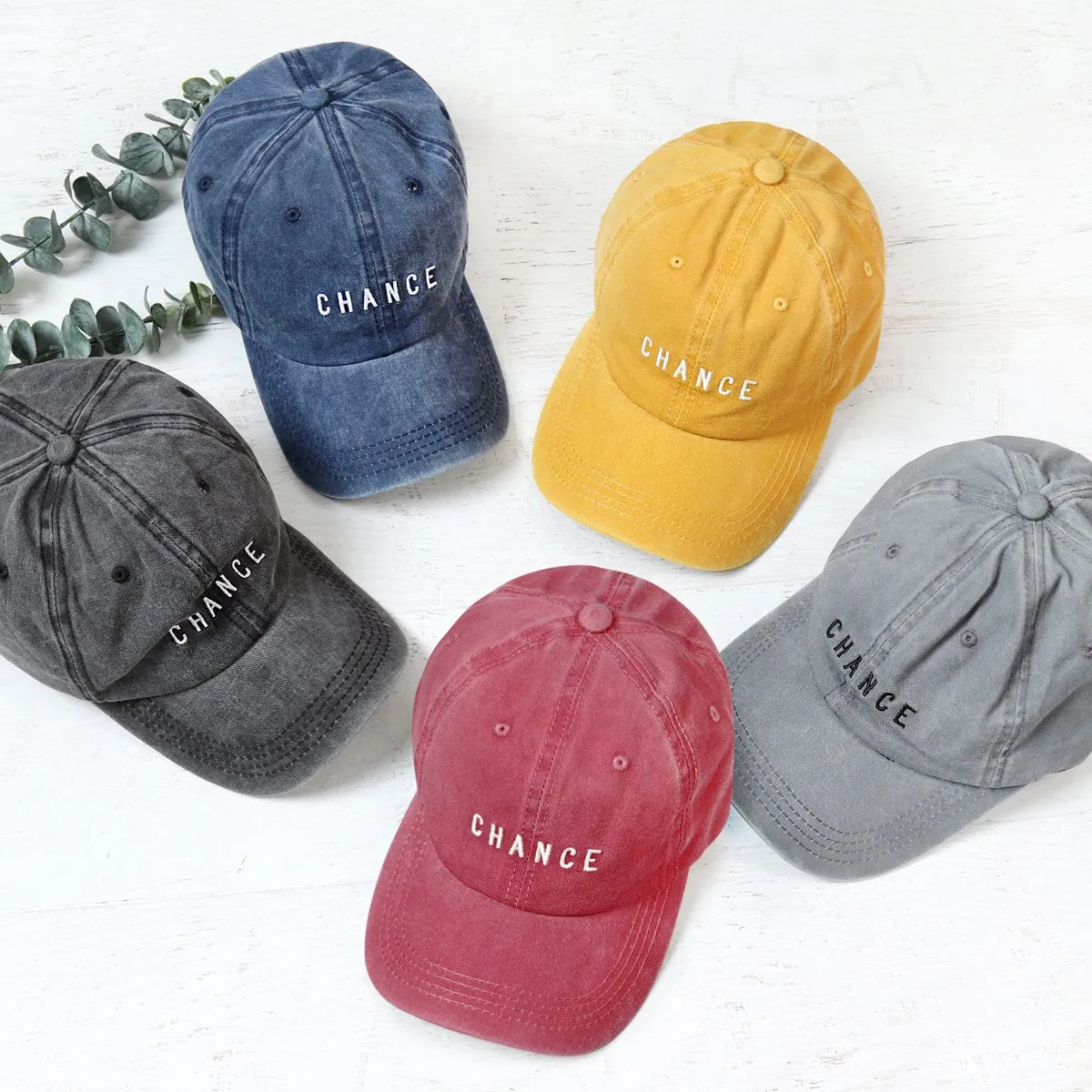 "Chance" Embroidered Acid Washed Cap