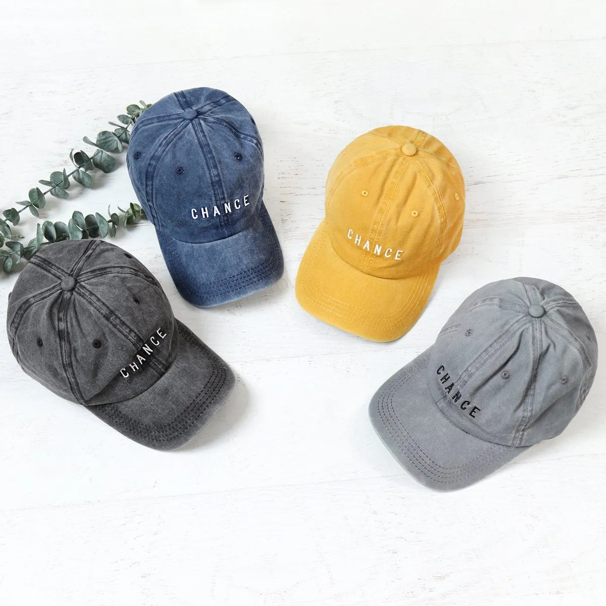 "Chance" Embroidered Acid Washed Cap