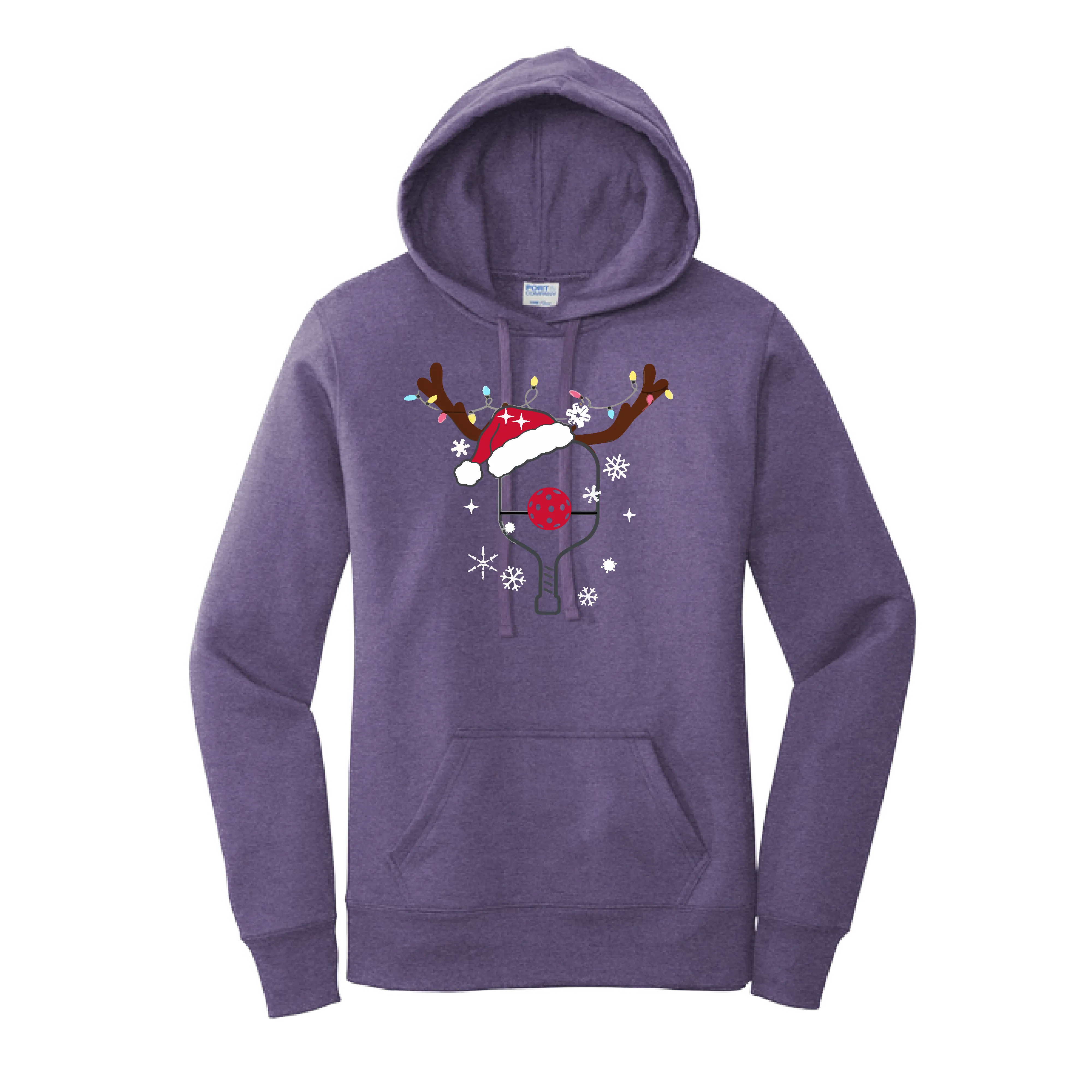 Rudolph The Pickling Reindeer Paddle | Women’s Fitted Hoodie Pickleball Sweatshirt | 50% Cotton 50% Poly Fleece