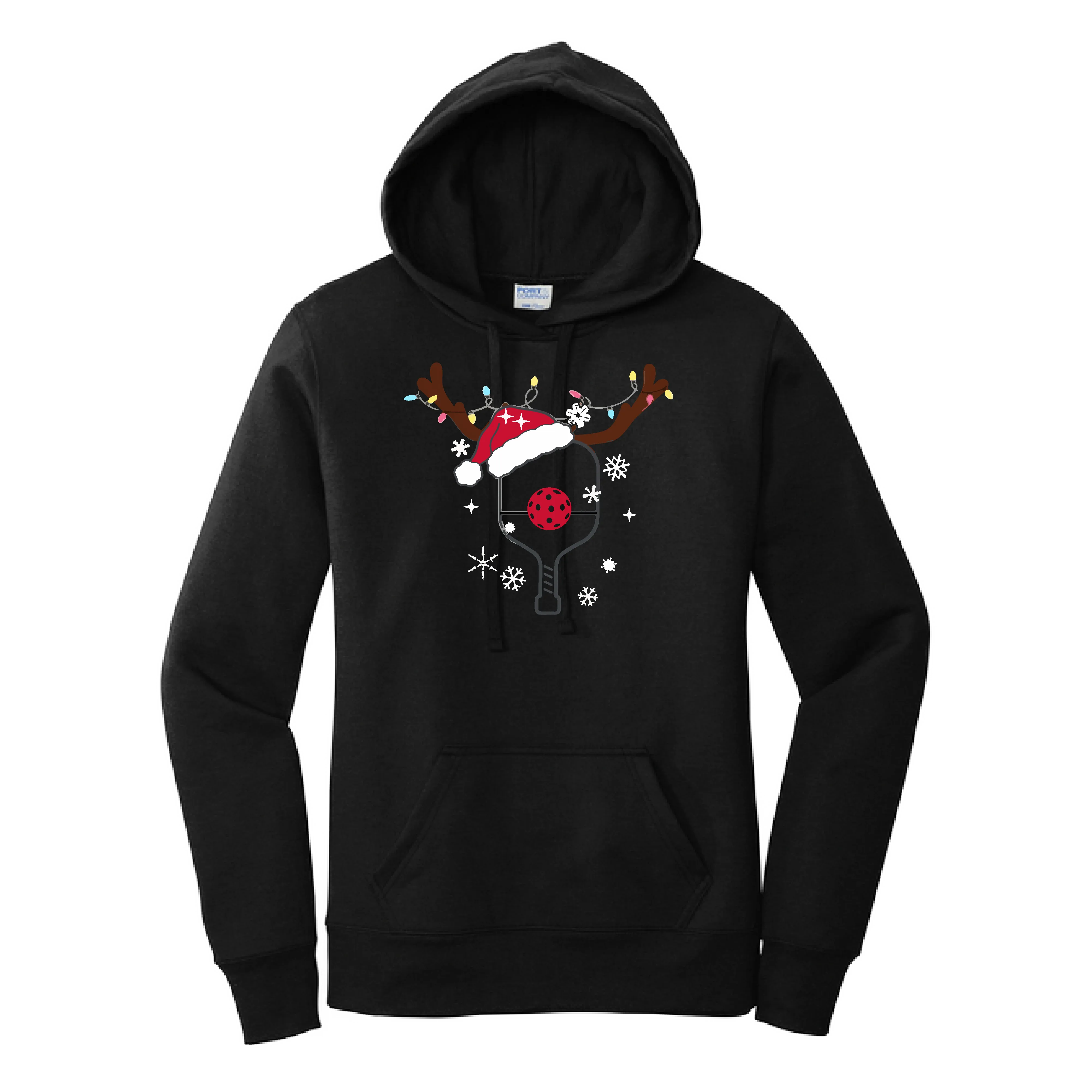 Rudolph The Pickling Reindeer Paddle | Women’s Fitted Hoodie Pickleball Sweatshirt | 50% Cotton 50% Poly Fleece